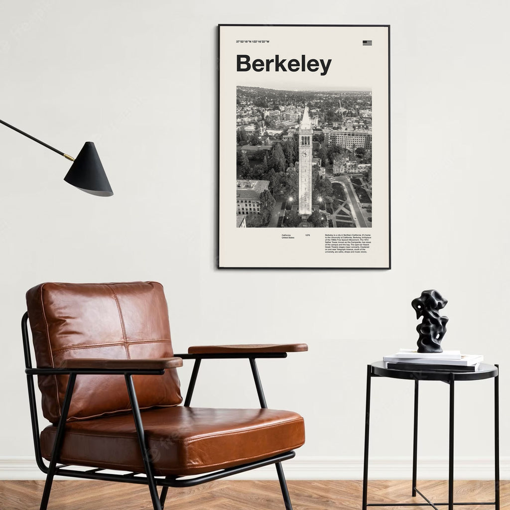Berkeley City Art Print Inspired Movie Poster - Mid-Century Wall Art