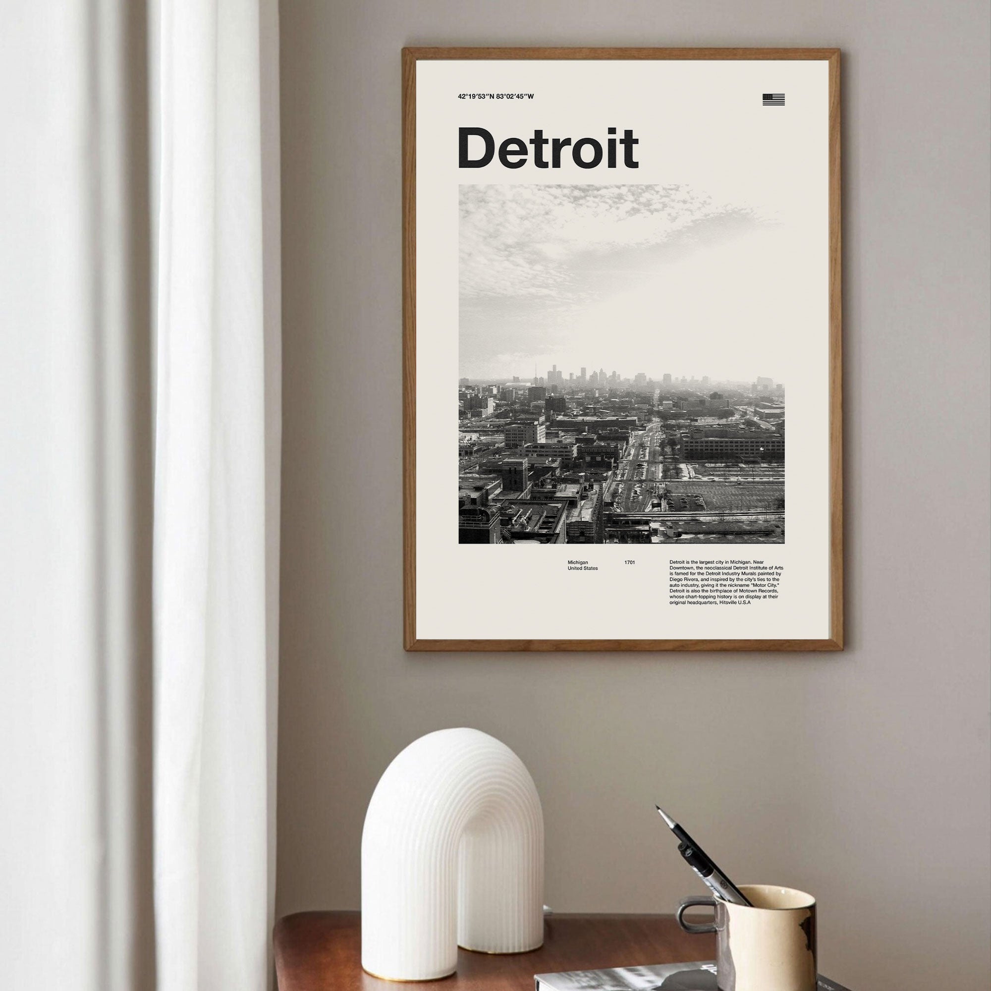 Detroit City Poster Inspired Movie Poster - Mid-Century Wall Art