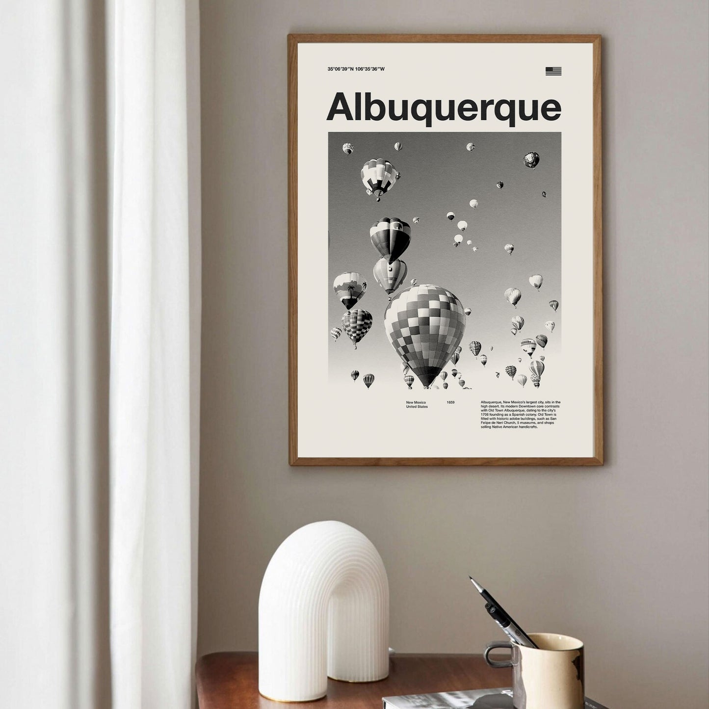 Albuquerque Print | Albuquerque Poster | Albuquerque Wall Art | Mid Century Poster | Travel Print Art | New Mexico