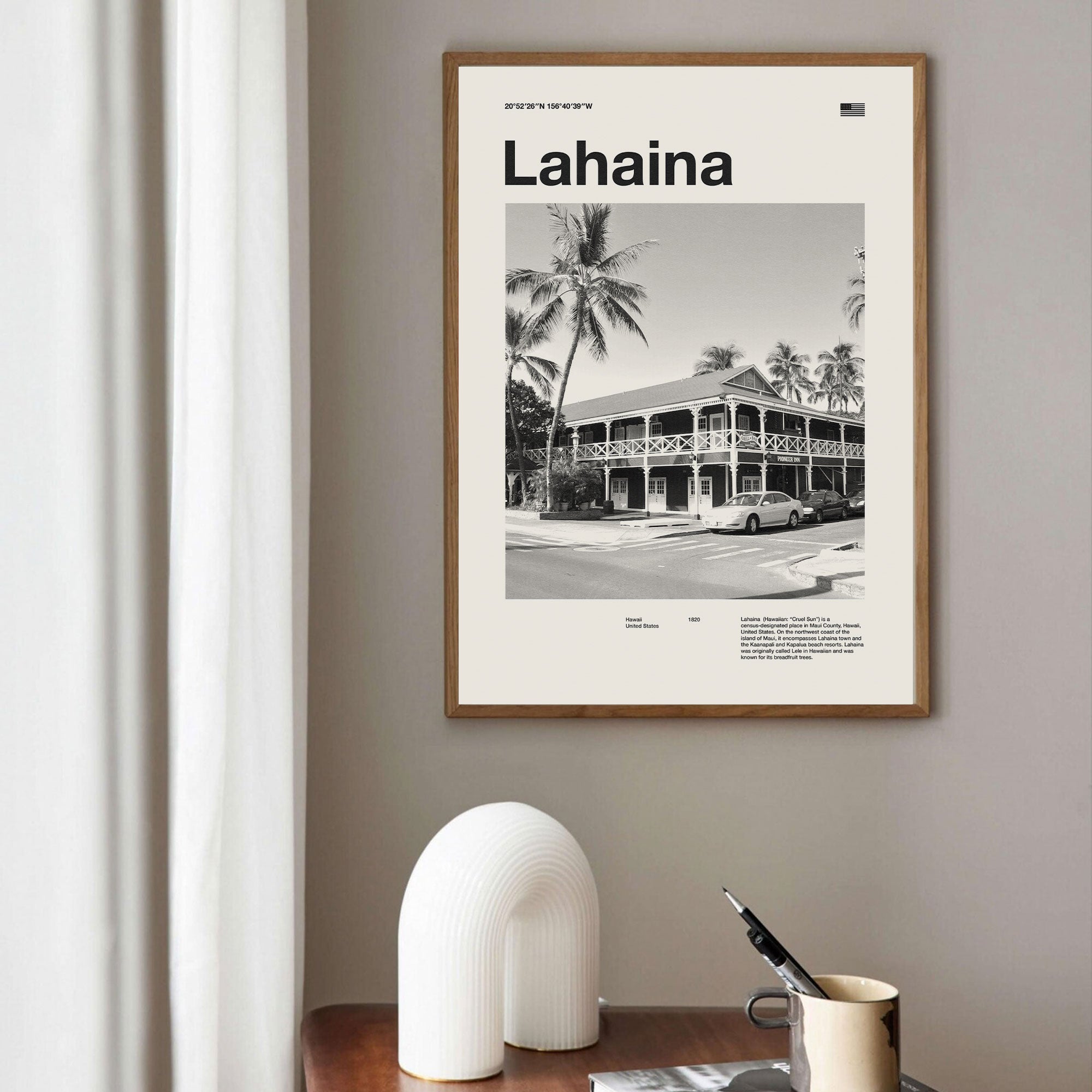 Lahaina City Poster Inspired Movie Poster - Mid-Century Wall Art