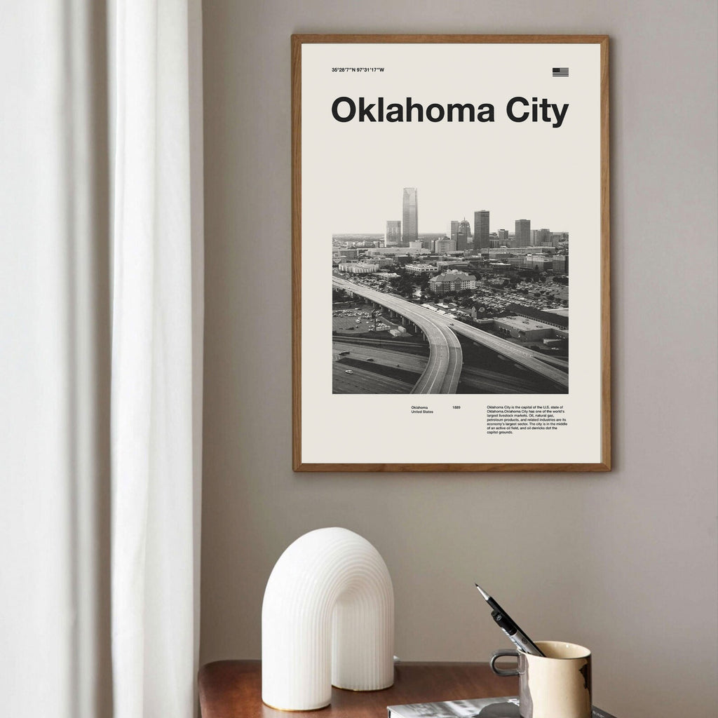 Oklahoma City Inspired Movie Poster - Mid-Century Wall Art