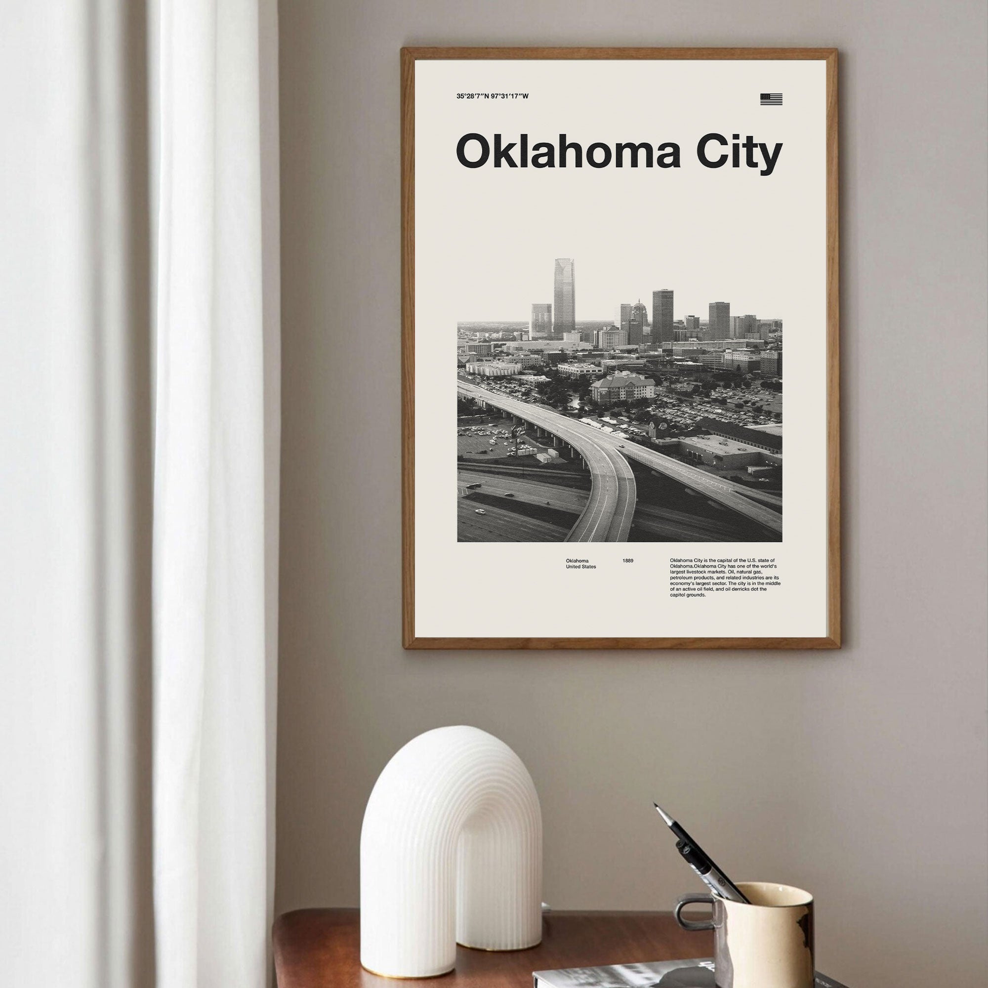 Oklahoma City Inspired Movie Poster - Mid-Century Wall Art