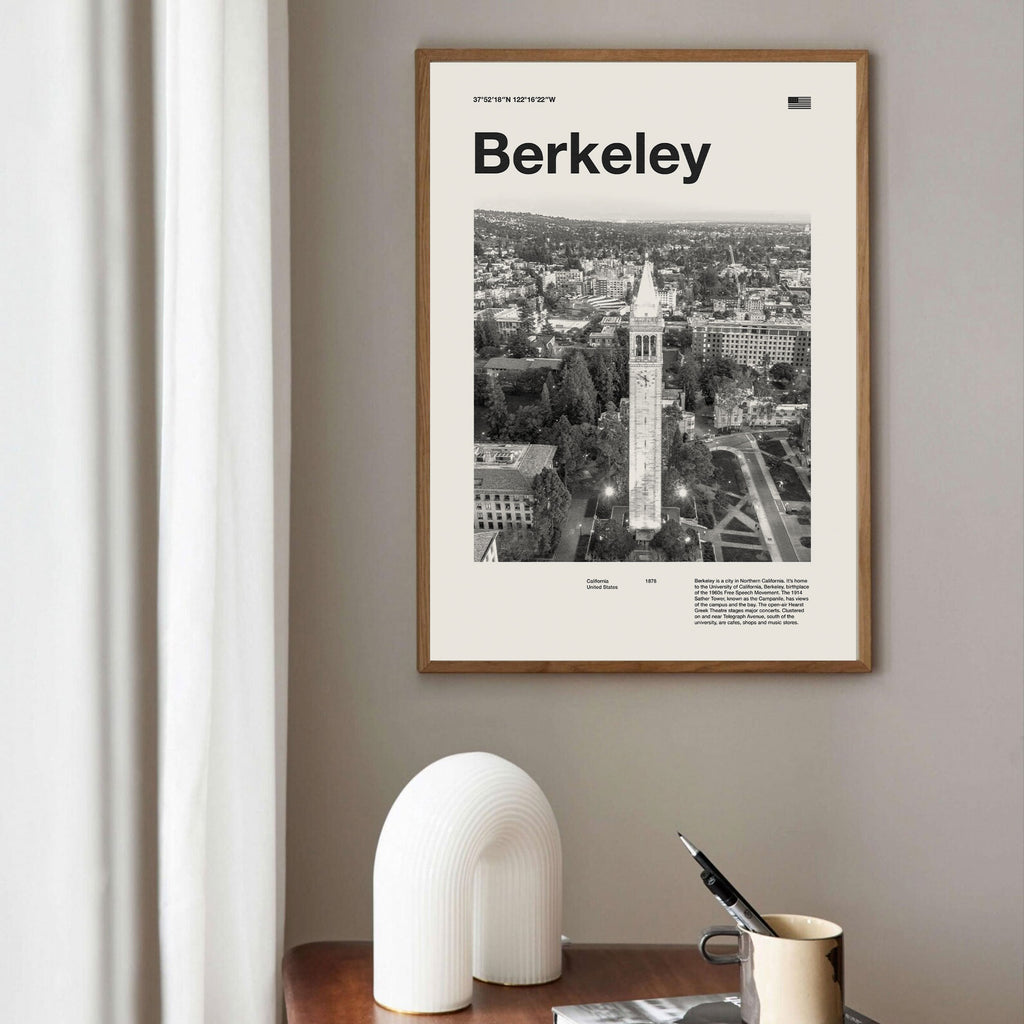 Berkeley City Art Print Inspired Movie Poster - Mid-Century Wall Art
