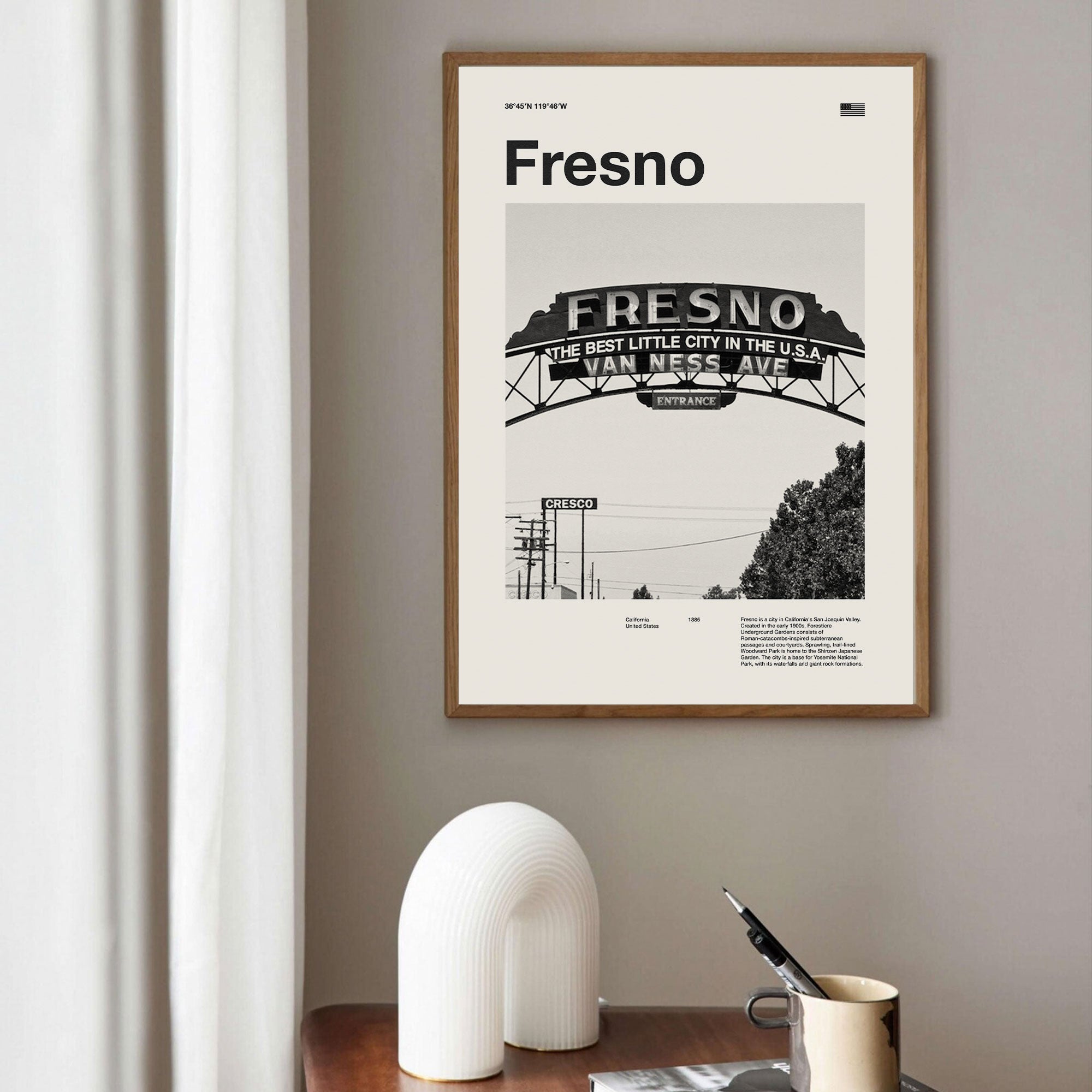 Fresno Inspired Movie Poster - Mid-Century Wall Art