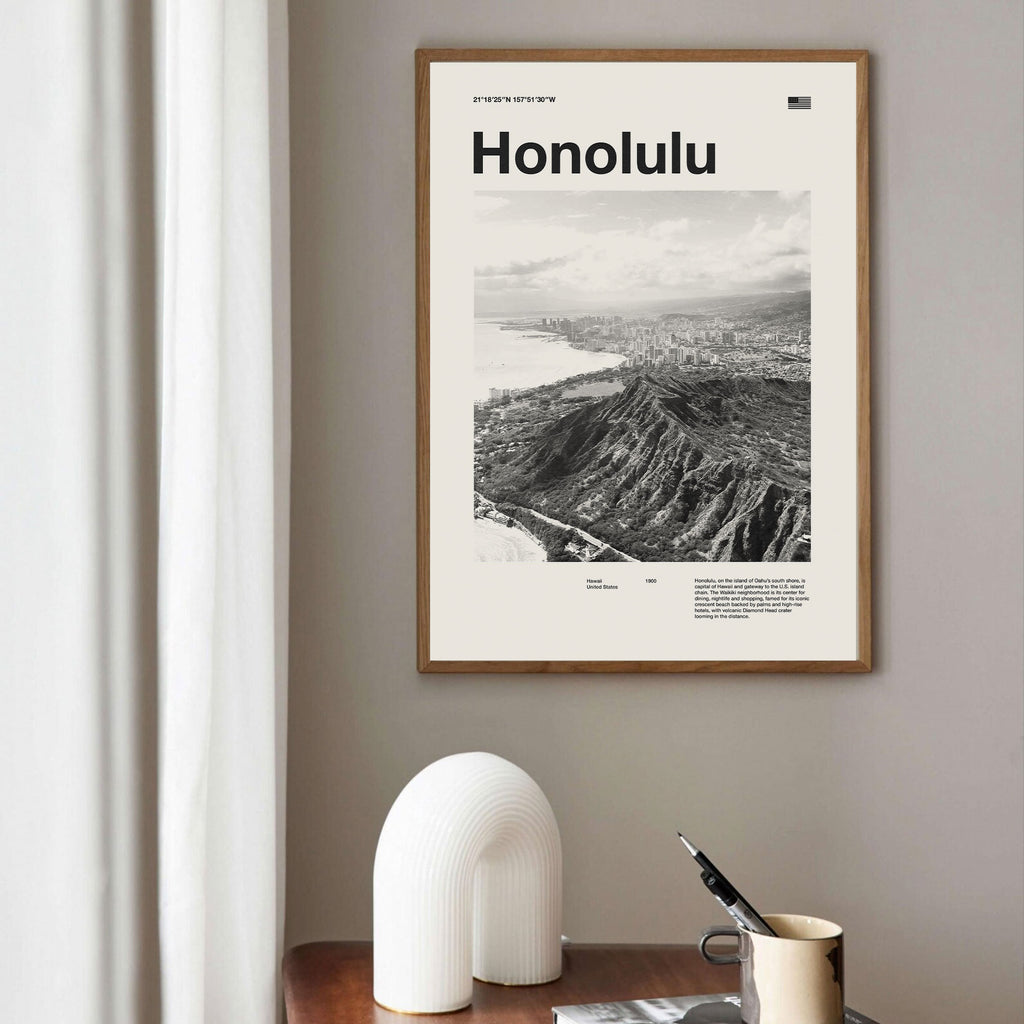 Honolulu City Poster Inspired Movie Poster - Mid-Century Wall Art