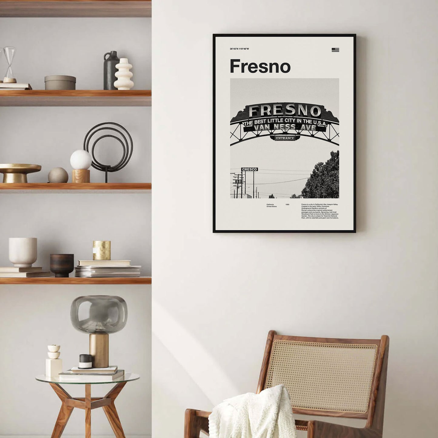 Fresno City Art Print | Fresno Poster | Fresno Wall Art | Mid Century Poster | Travel Print Art | California