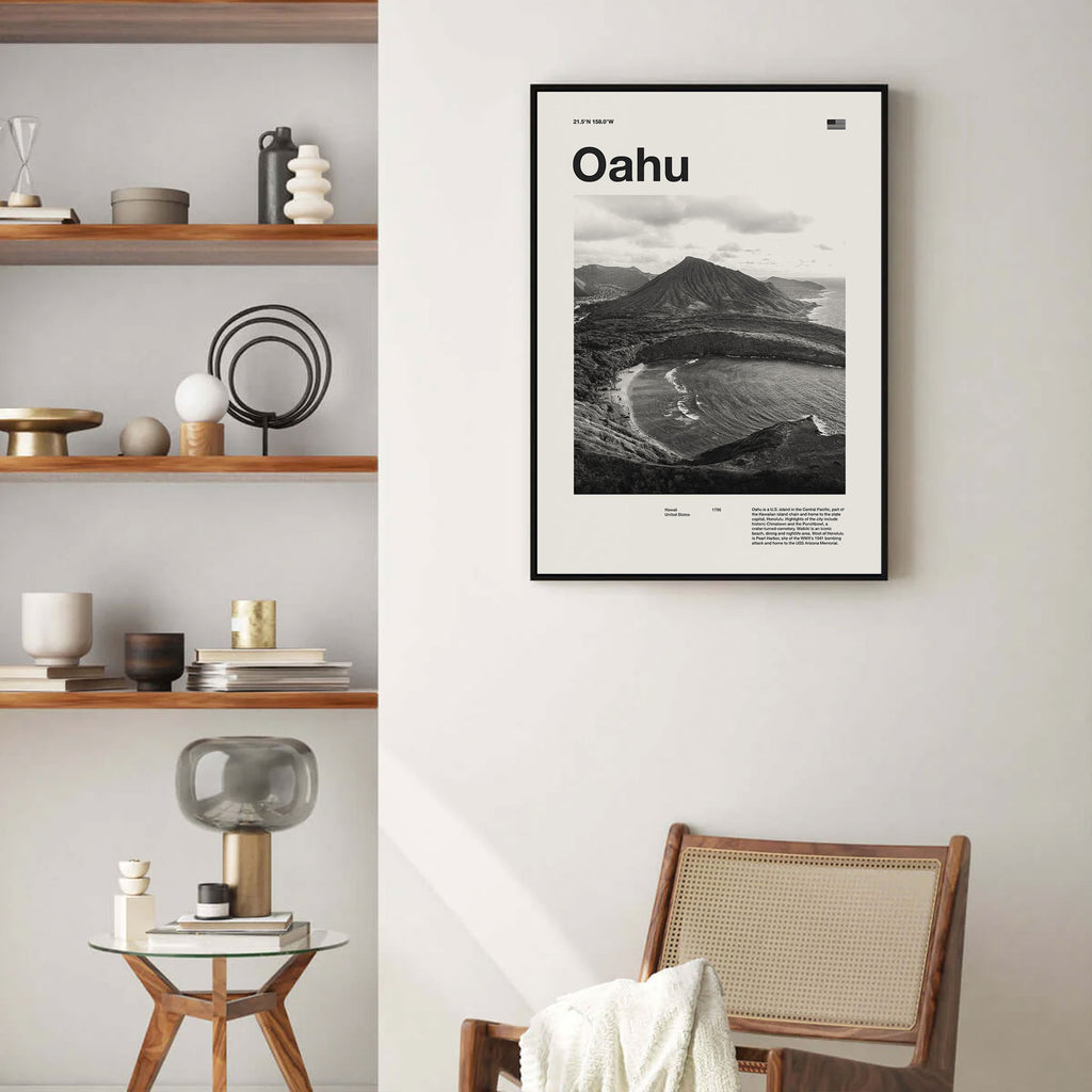 Oahu City Poster Inspired Movie Poster - Mid-Century Wall Art