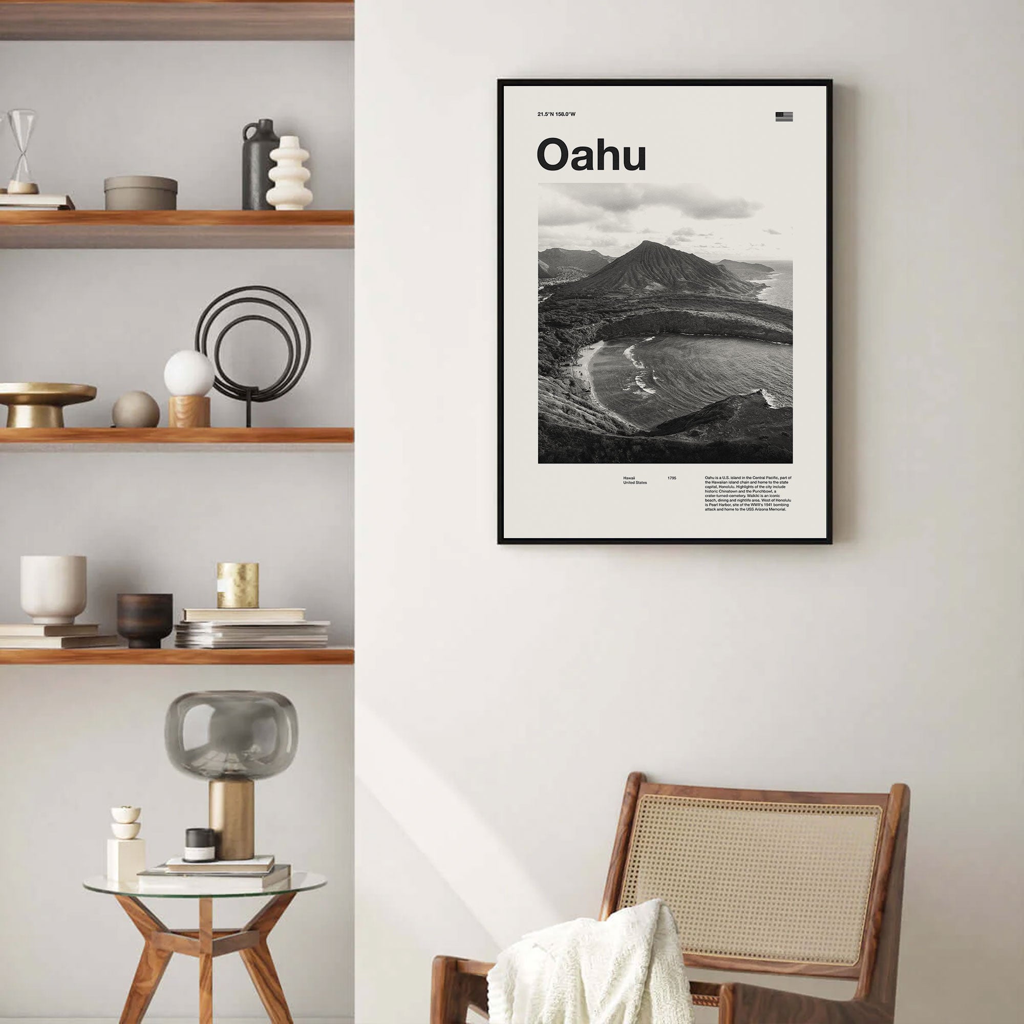 Oahu City Poster Inspired Movie Poster - Mid-Century Wall Art