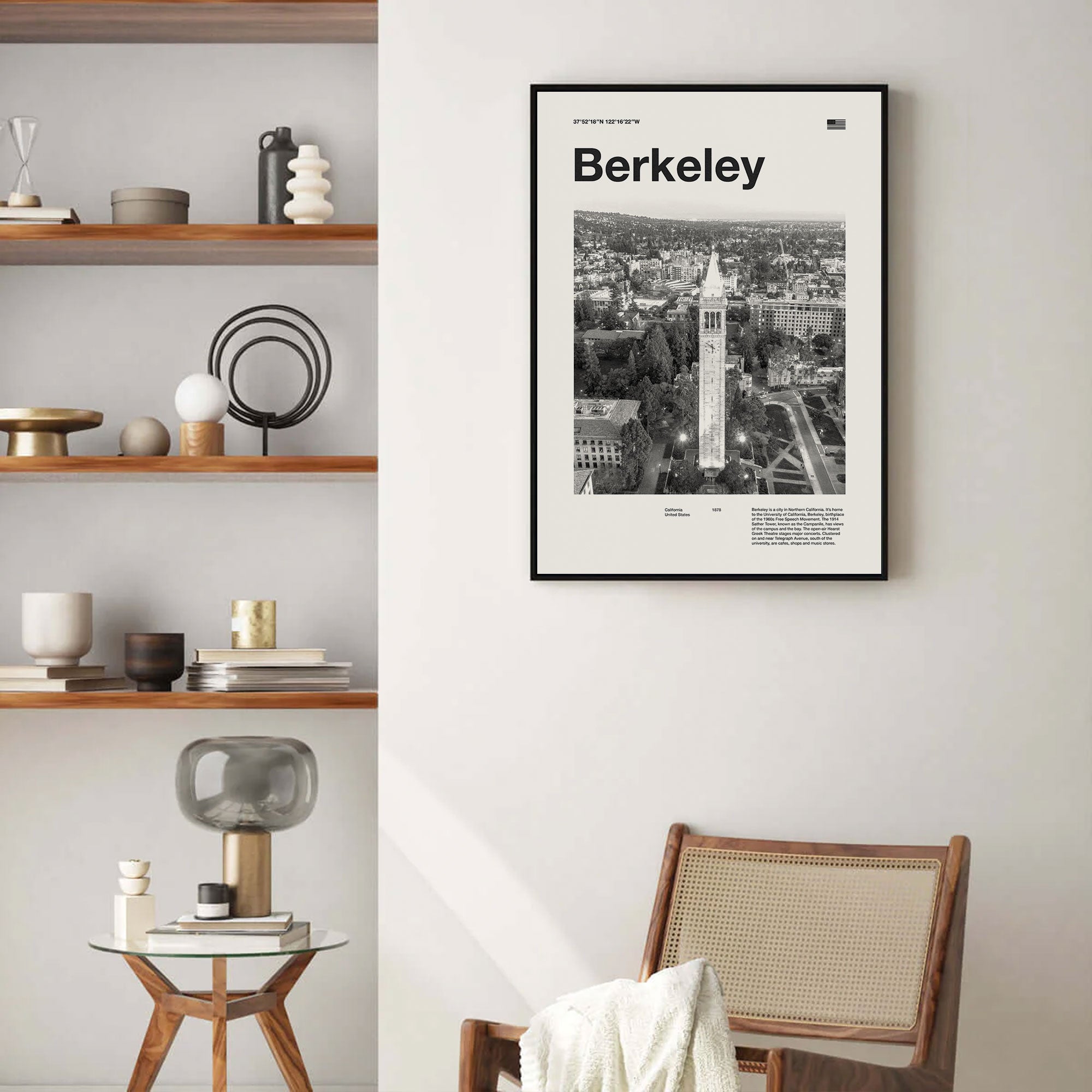 Berkeley City Art Print Inspired Movie Poster - Mid-Century Wall Art