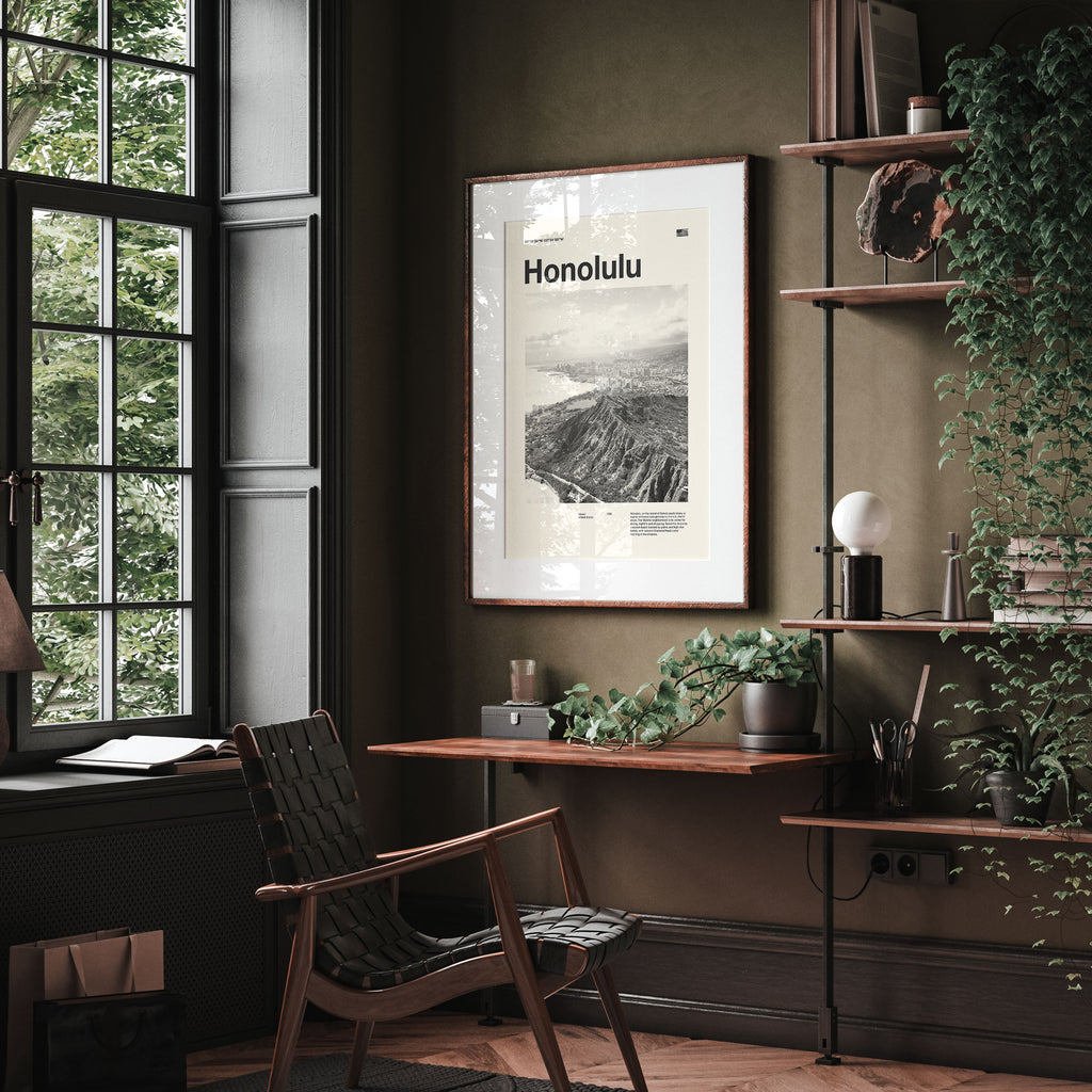 Honolulu City Poster Inspired Movie Poster - Mid-Century Wall Art