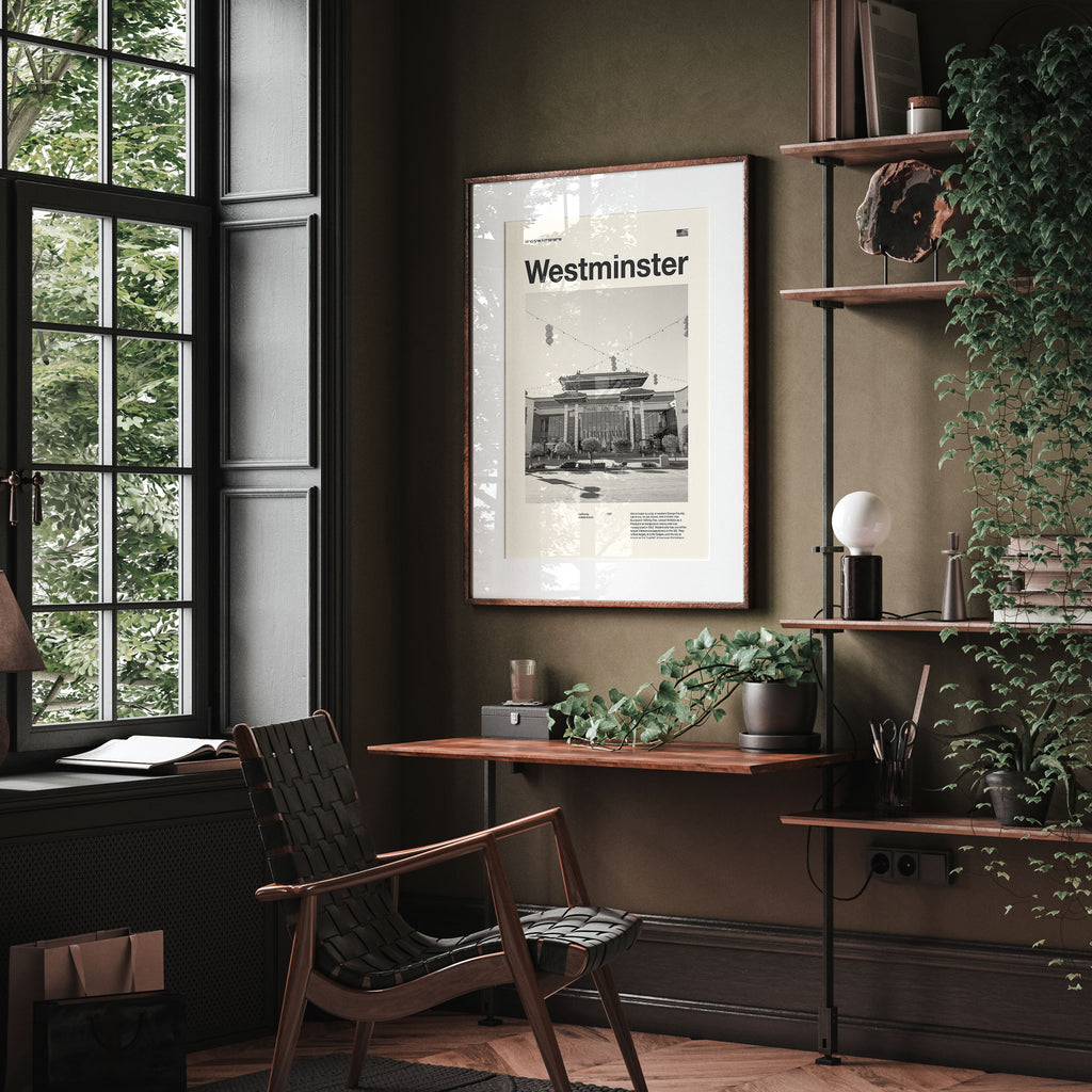 Westminster City Inspired Movie Poster - Mid-Century Wall Art