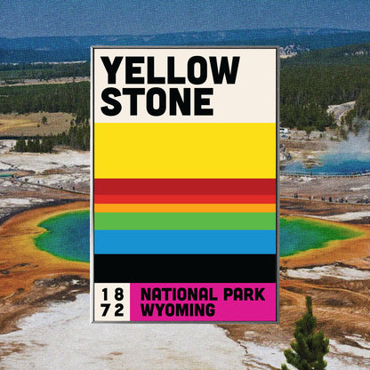 an abstract poster of Yellowstone national park in Wyoming