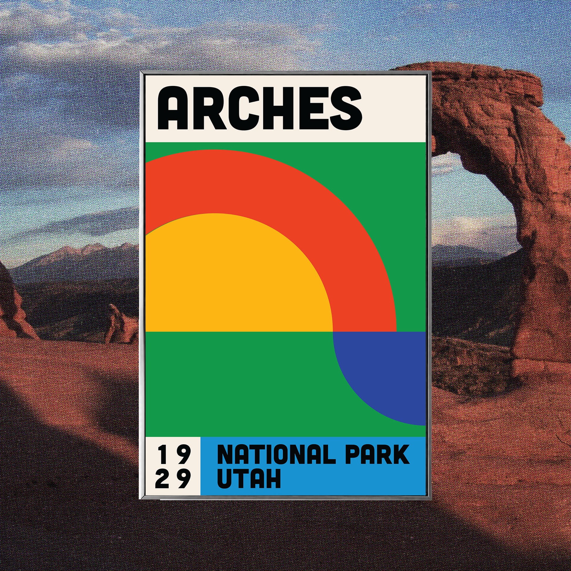 an abstract poster of Arches national park in Utah