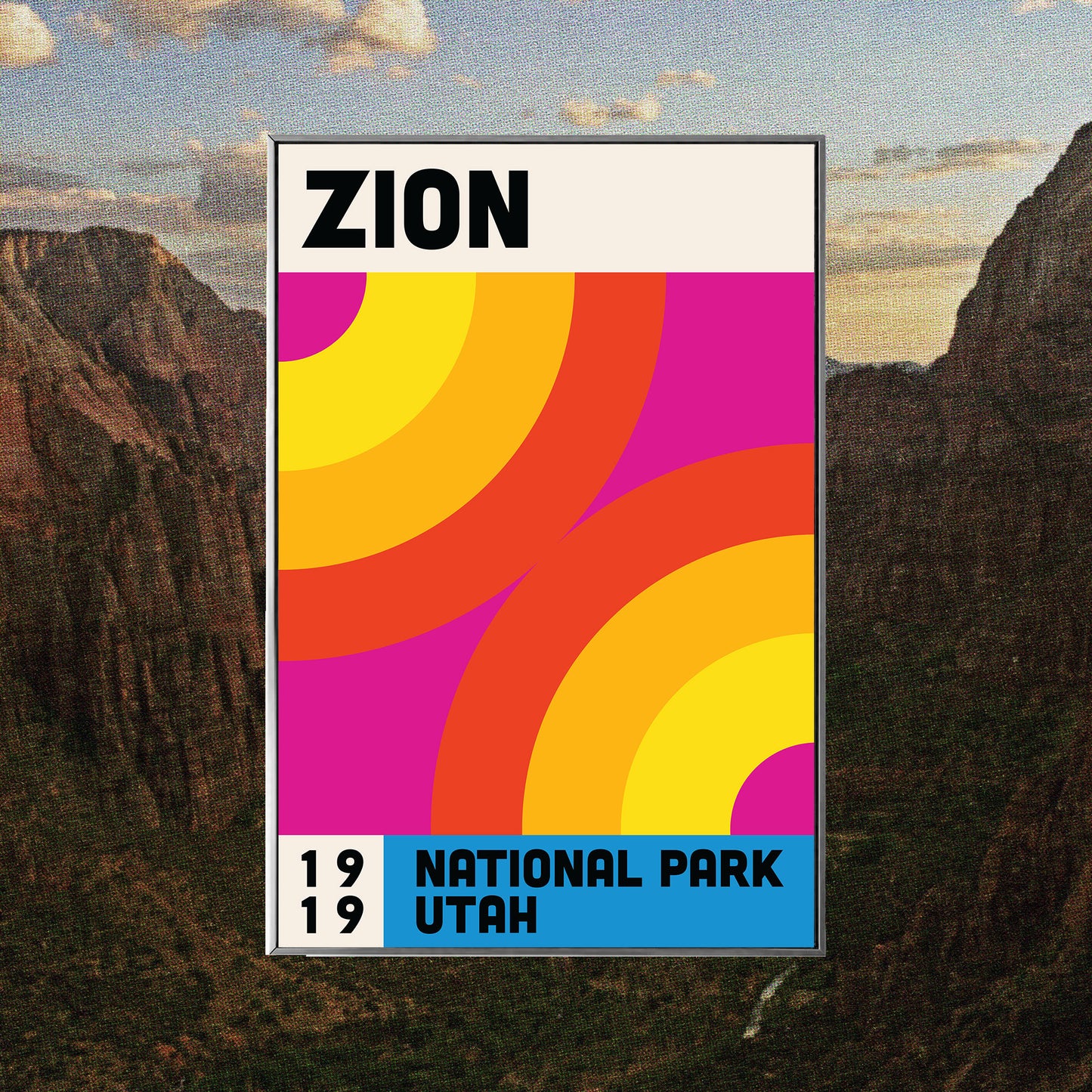 an abstract poster of Zion national park in Utah