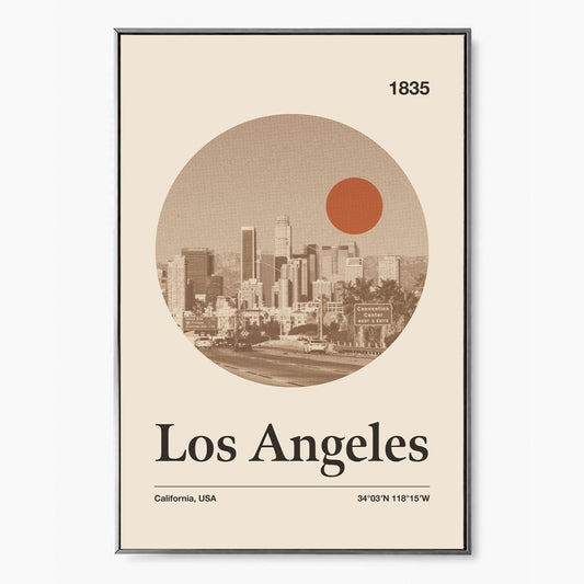 Los angeles - Poster - city poster, travel poster, los angeles city, city line, print art, california, cityscape art