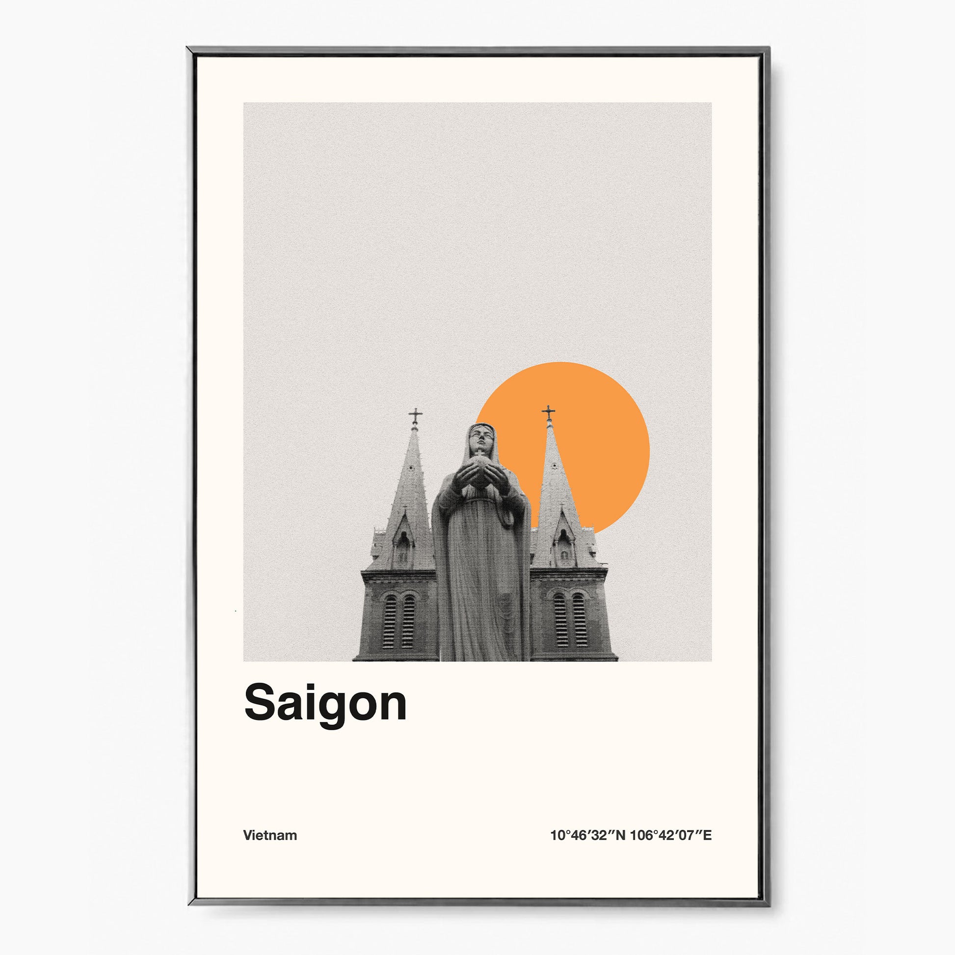 Saigon travel print art poster featuring the notre dame cathedral