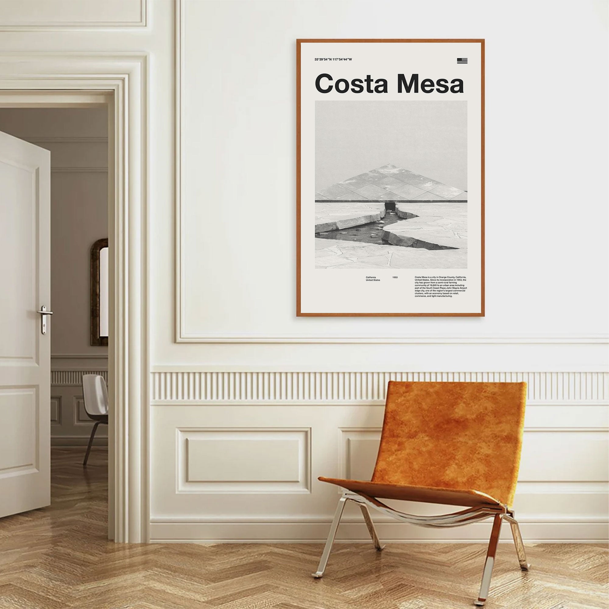 Costa Mesa City Poster Inspired Movie Poster - Mid-Century Wall Art