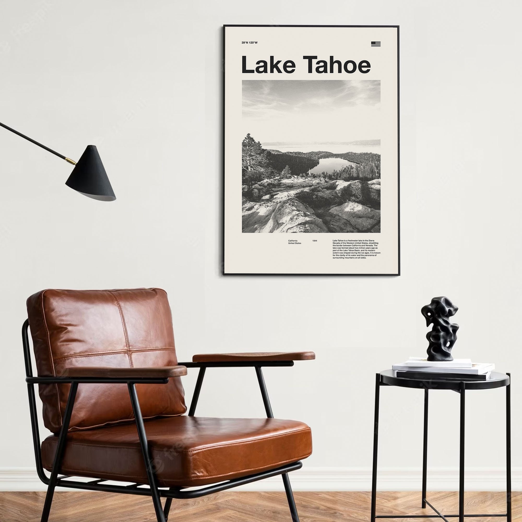 Lake Tahoe City Poster Inspired Movie Poster - Mid-Century Wall Art