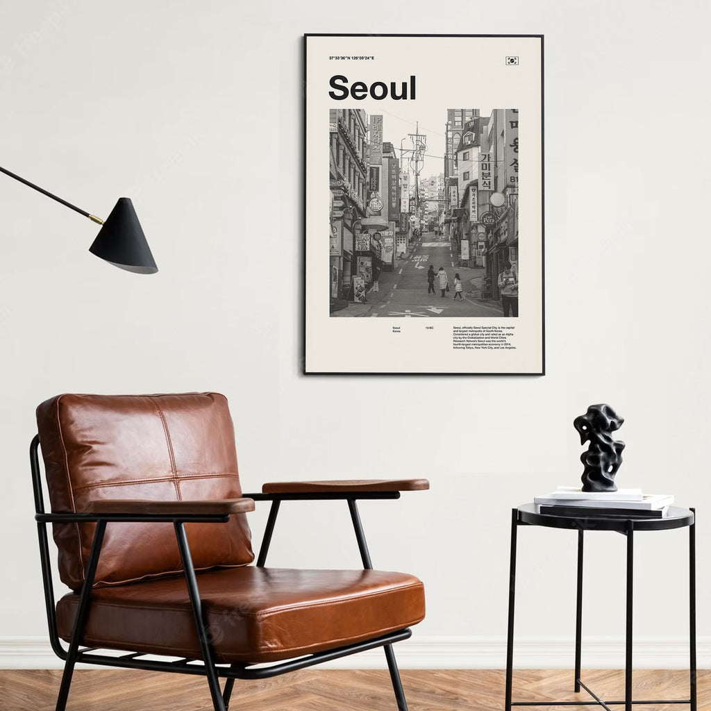 Seoul City Poster Inspired Movie Poster - Mid-Century Wall Art
