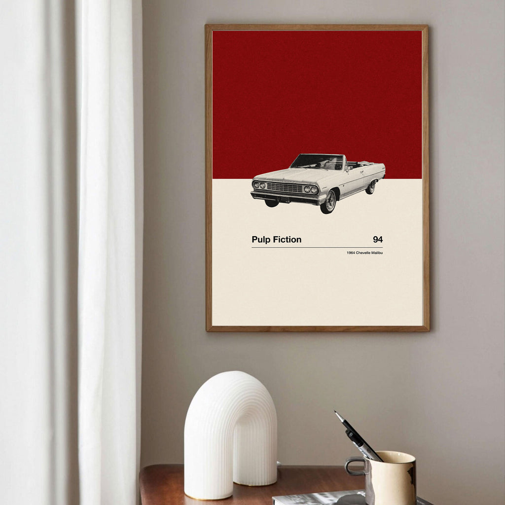 Pulp Fiction Car Poster Inspired Movie Poster - Mid-Century Wall Art