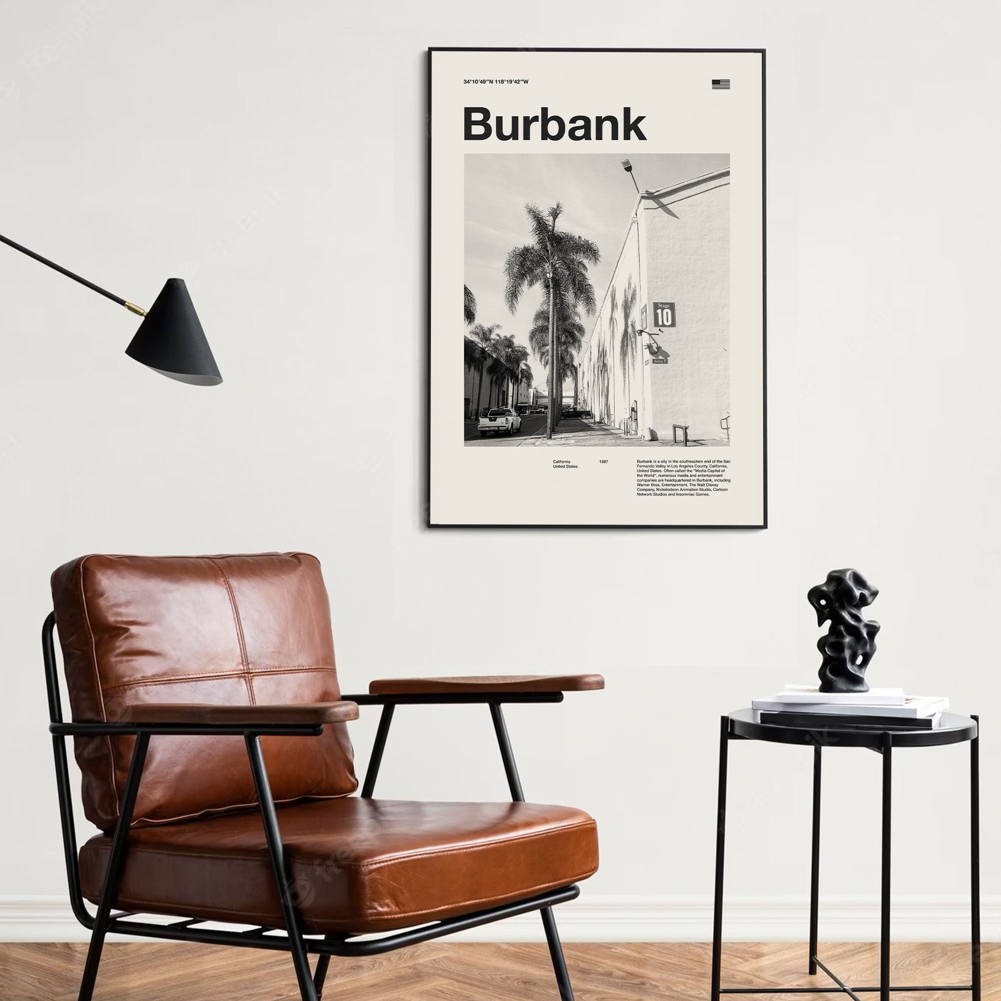 Burbank City Poster Inspired Movie Poster - Mid-Century Wall Art