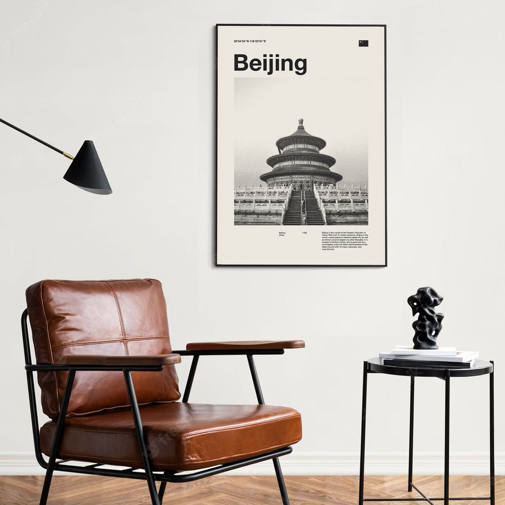 Beijing City Poster Inspired Movie Poster - Mid-Century Wall Art