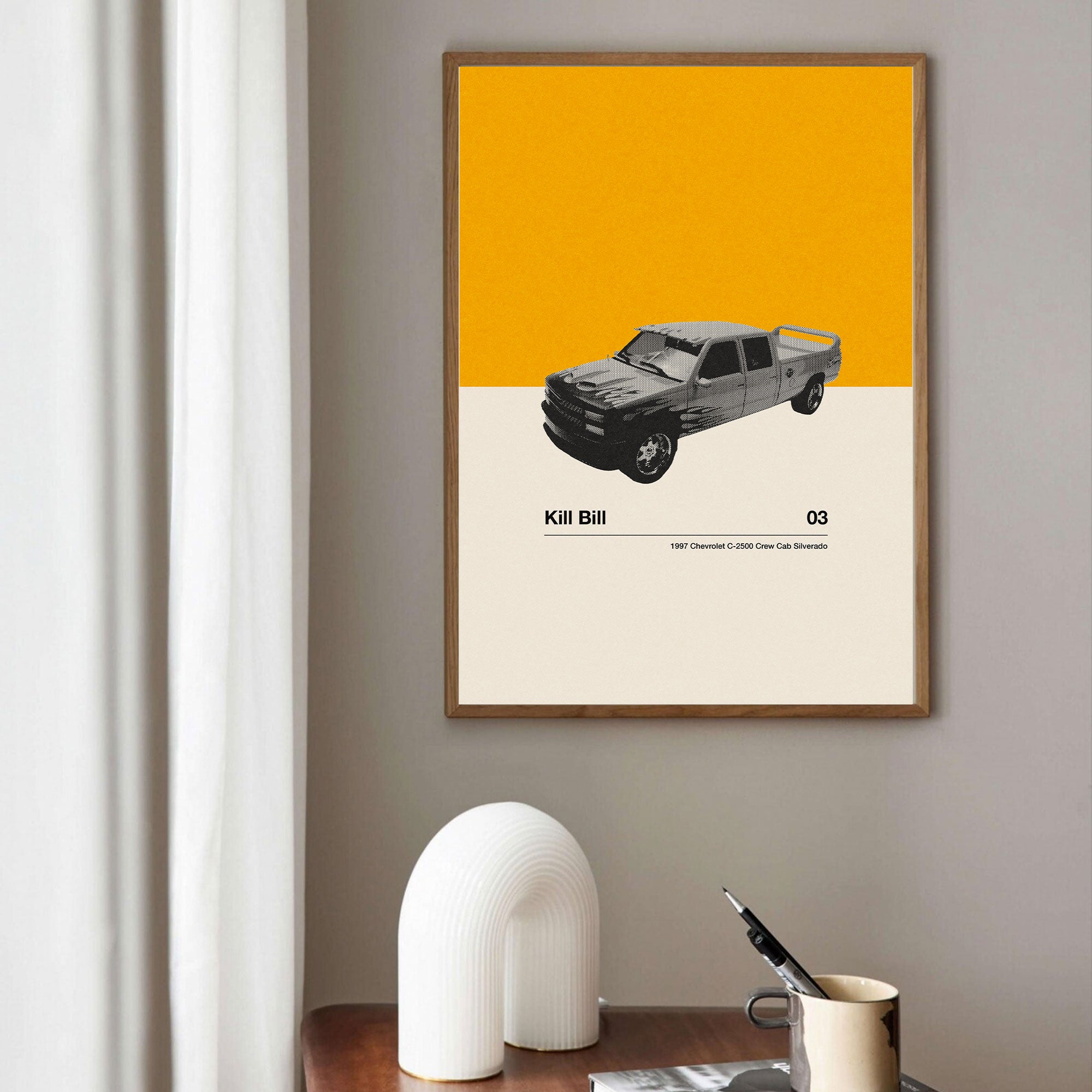 Kill Bill Car Poster Inspired Movie Poster - Mid-Century Wall Art