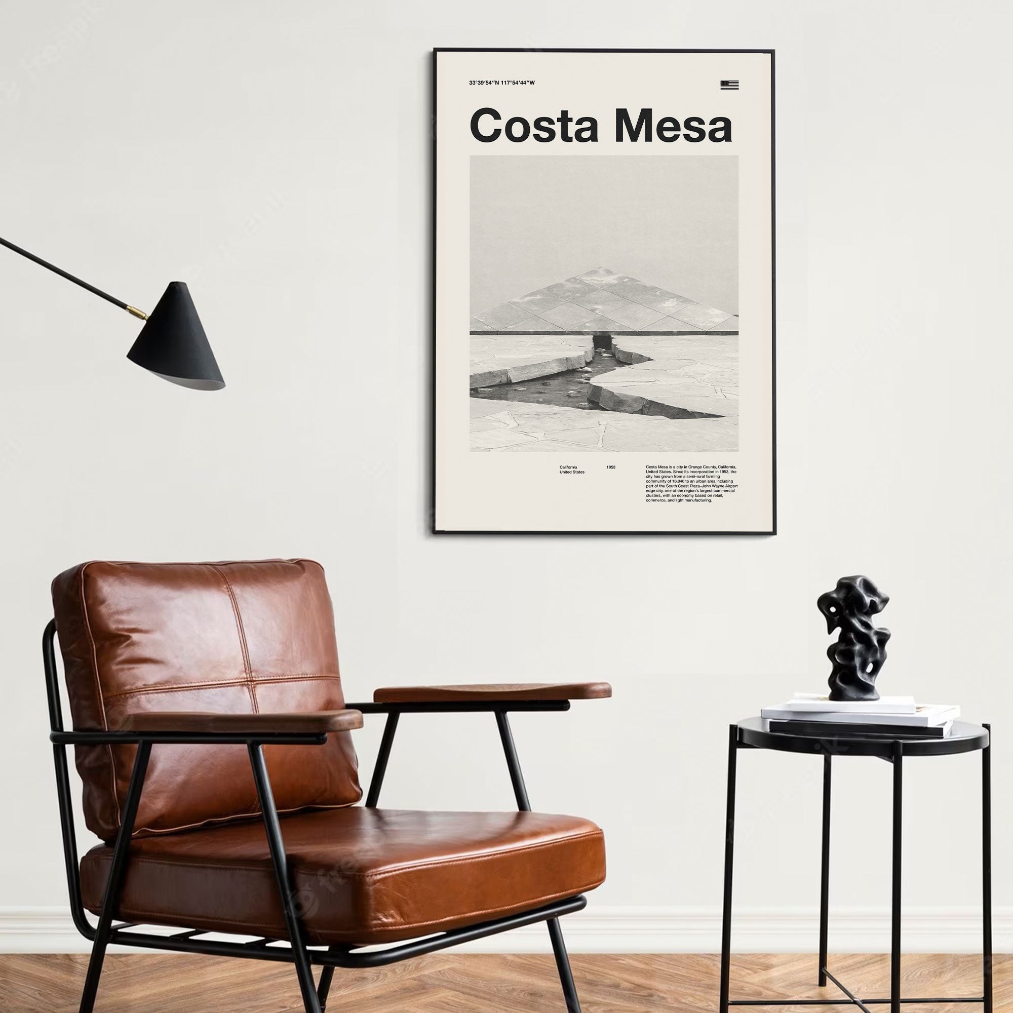 Costa Mesa City Poster Inspired Movie Poster - Mid-Century Wall Art