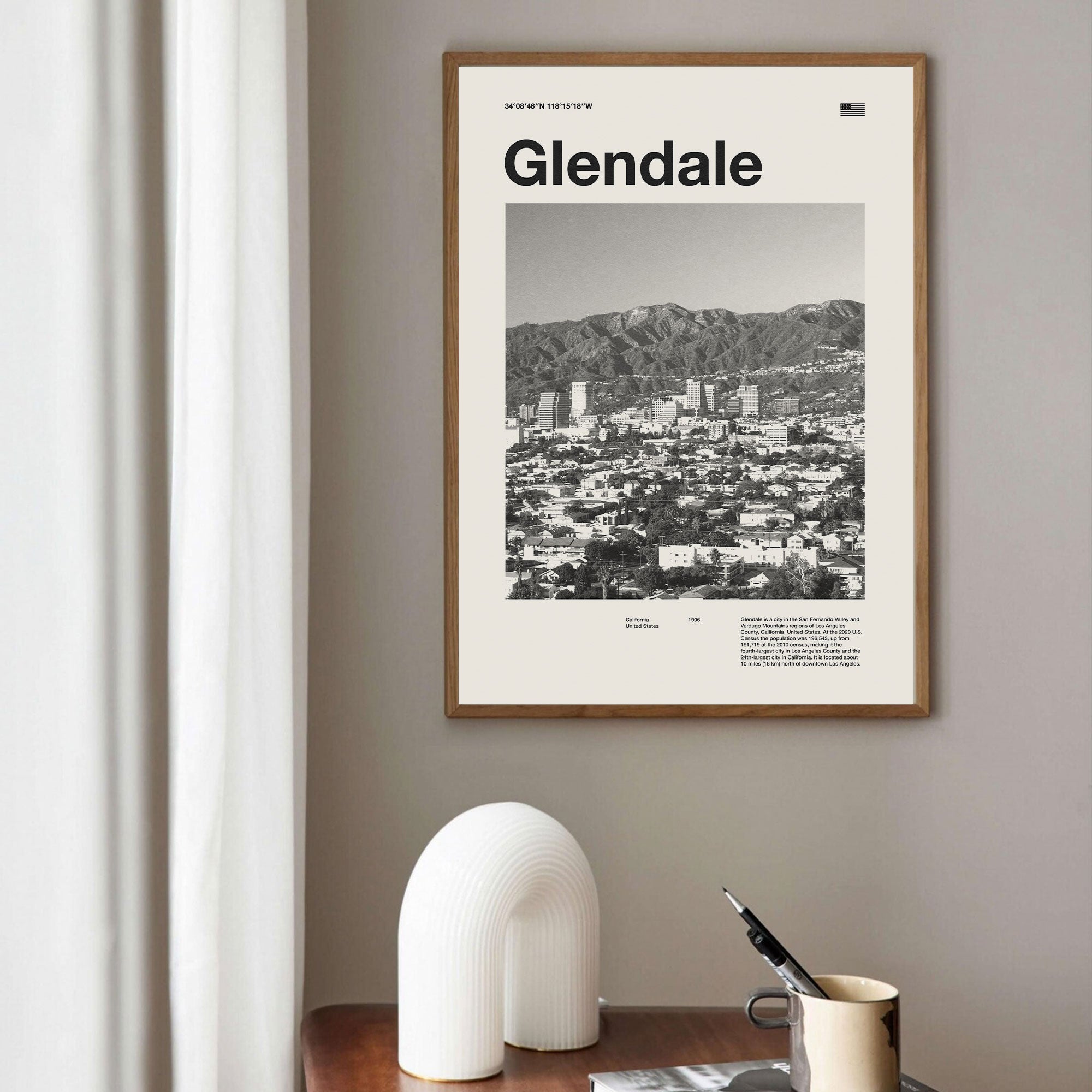 Glendale City Poster Inspired Movie Poster - Mid-Century Wall Art
