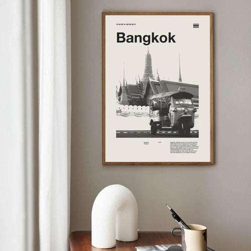 Bangkok City Poster Inspired Movie Poster - Mid-Century Wall Art