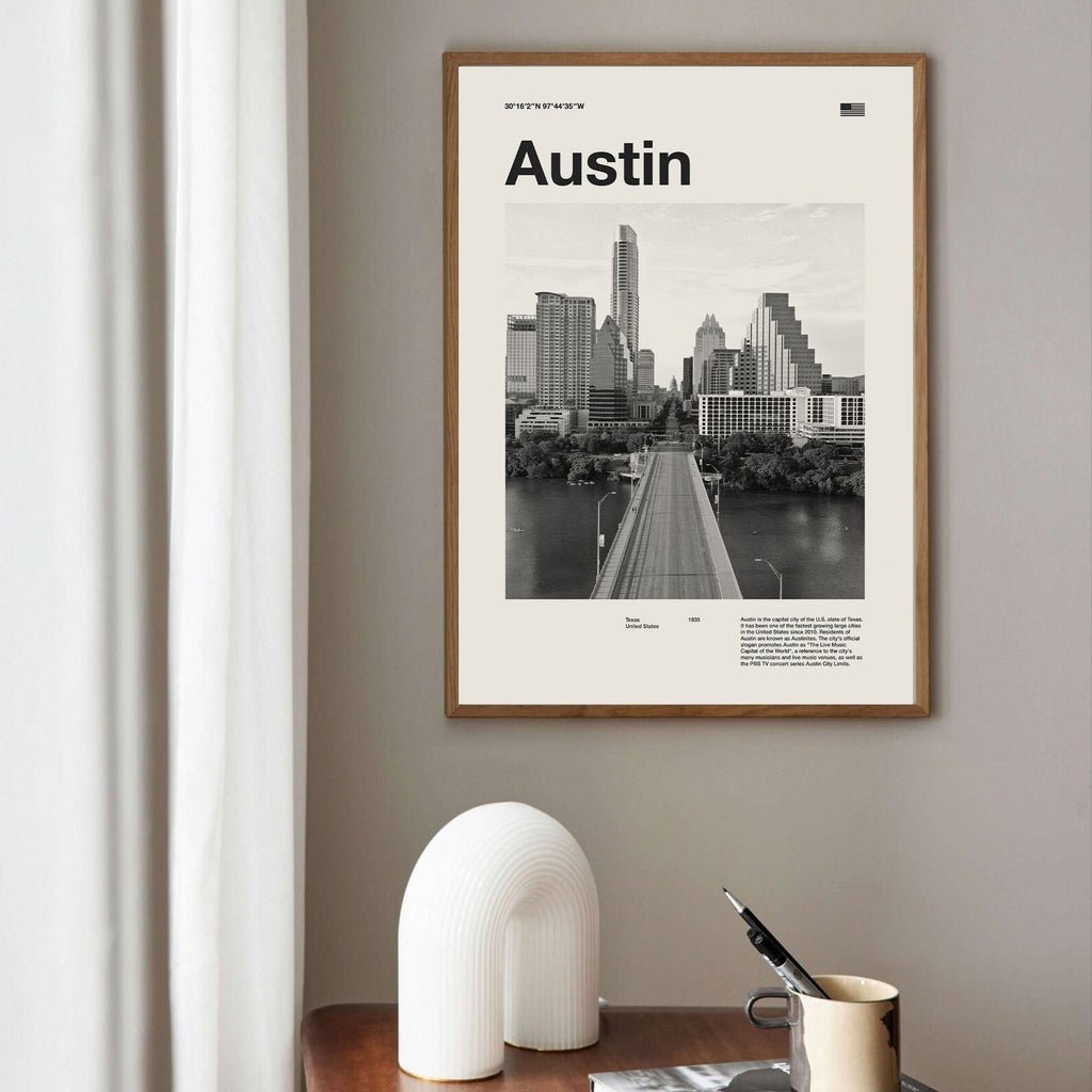 Austin City Poster Inspired Movie Poster - Mid-Century Wall Art