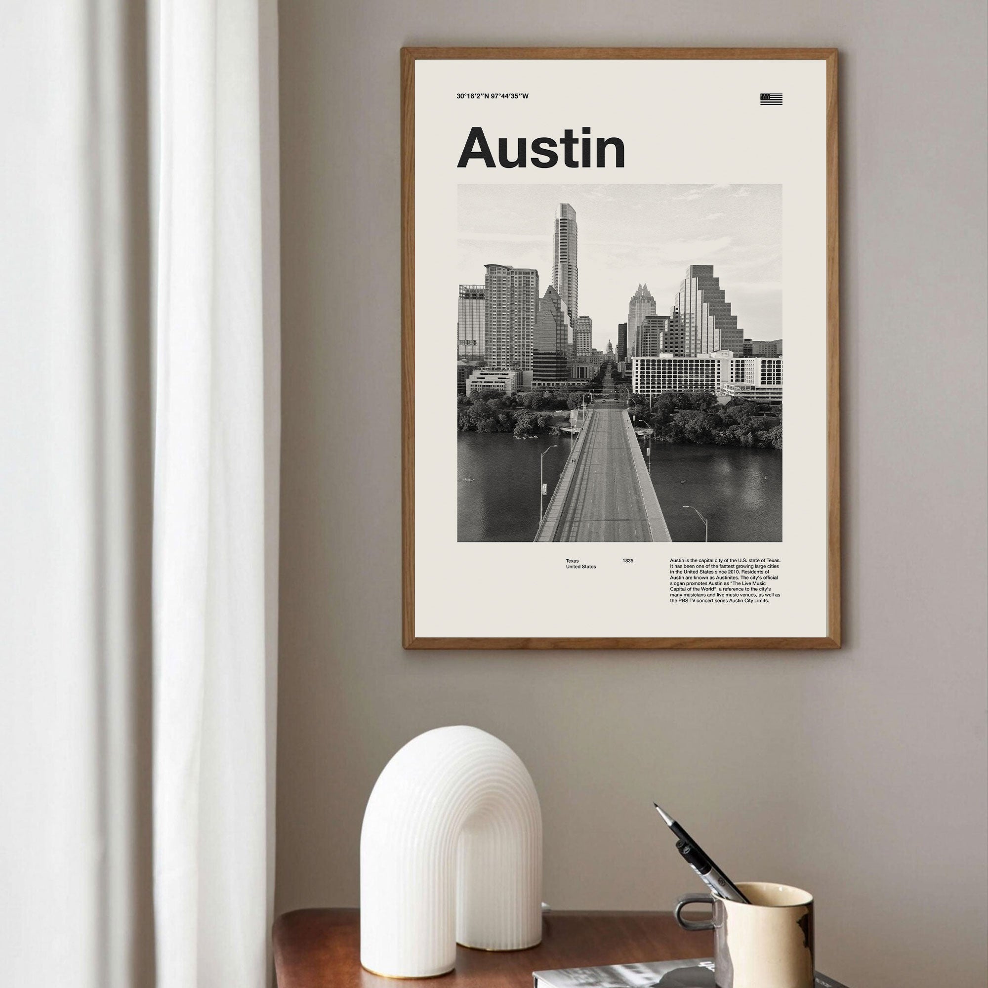 Austin City Poster Inspired Movie Poster - Mid-Century Wall Art