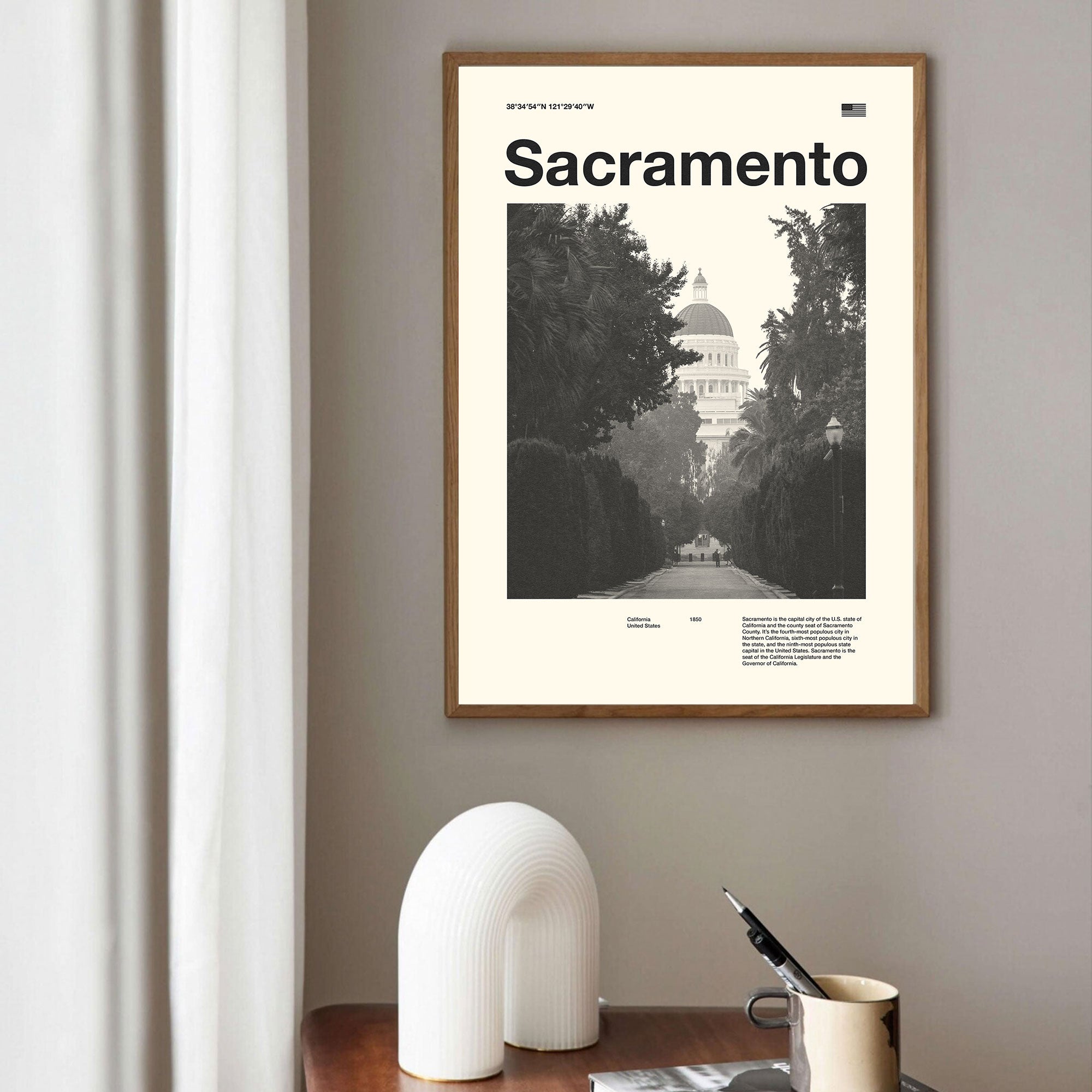 Sacramento City Poster Inspired Movie Poster - Mid-Century Wall Art