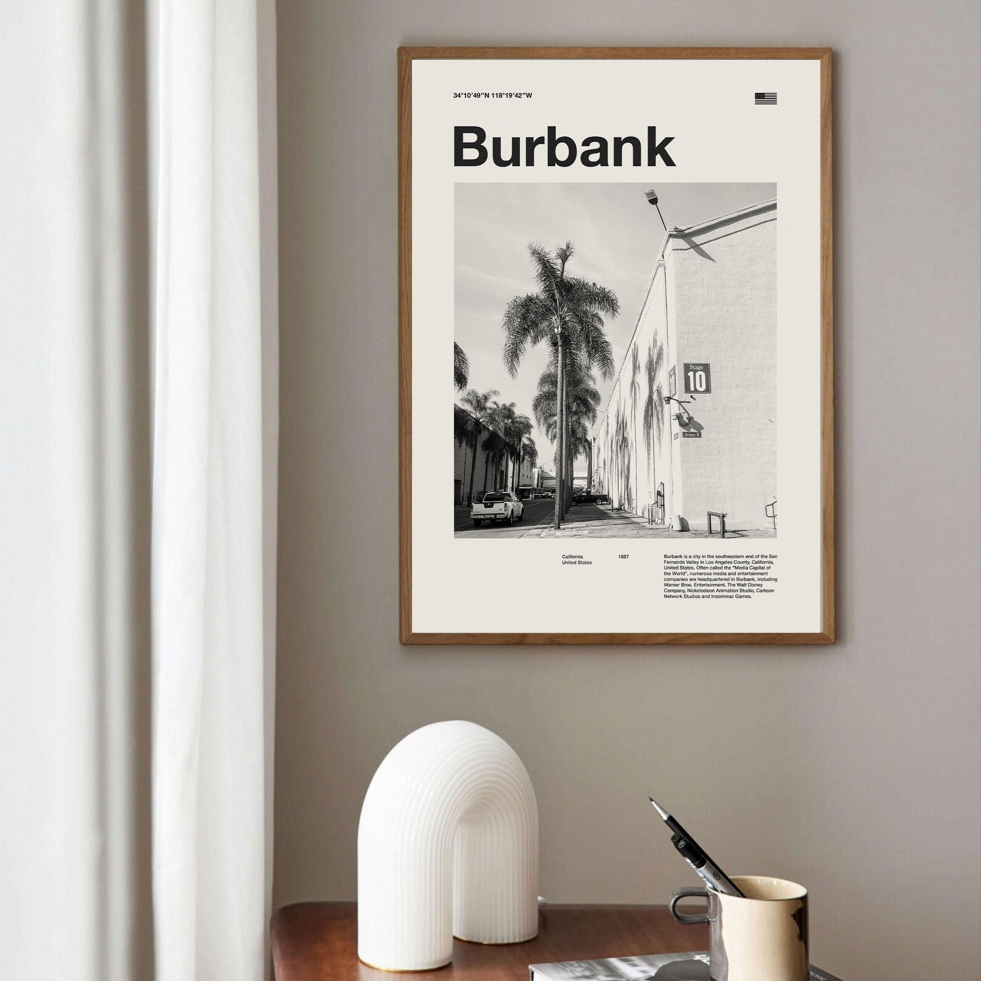 Burbank City Poster Inspired Movie Poster - Mid-Century Wall Art