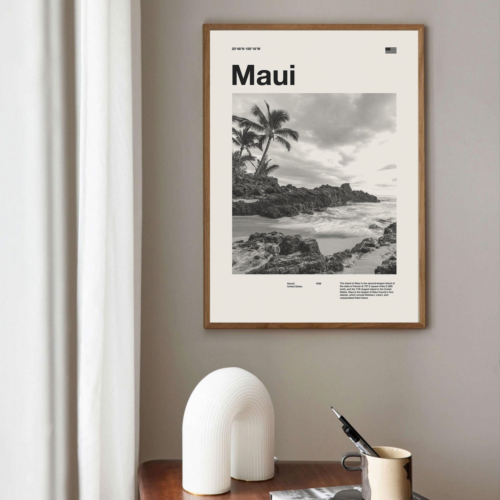 Maui City Poster Inspired Movie Poster - Mid-Century Wall Art