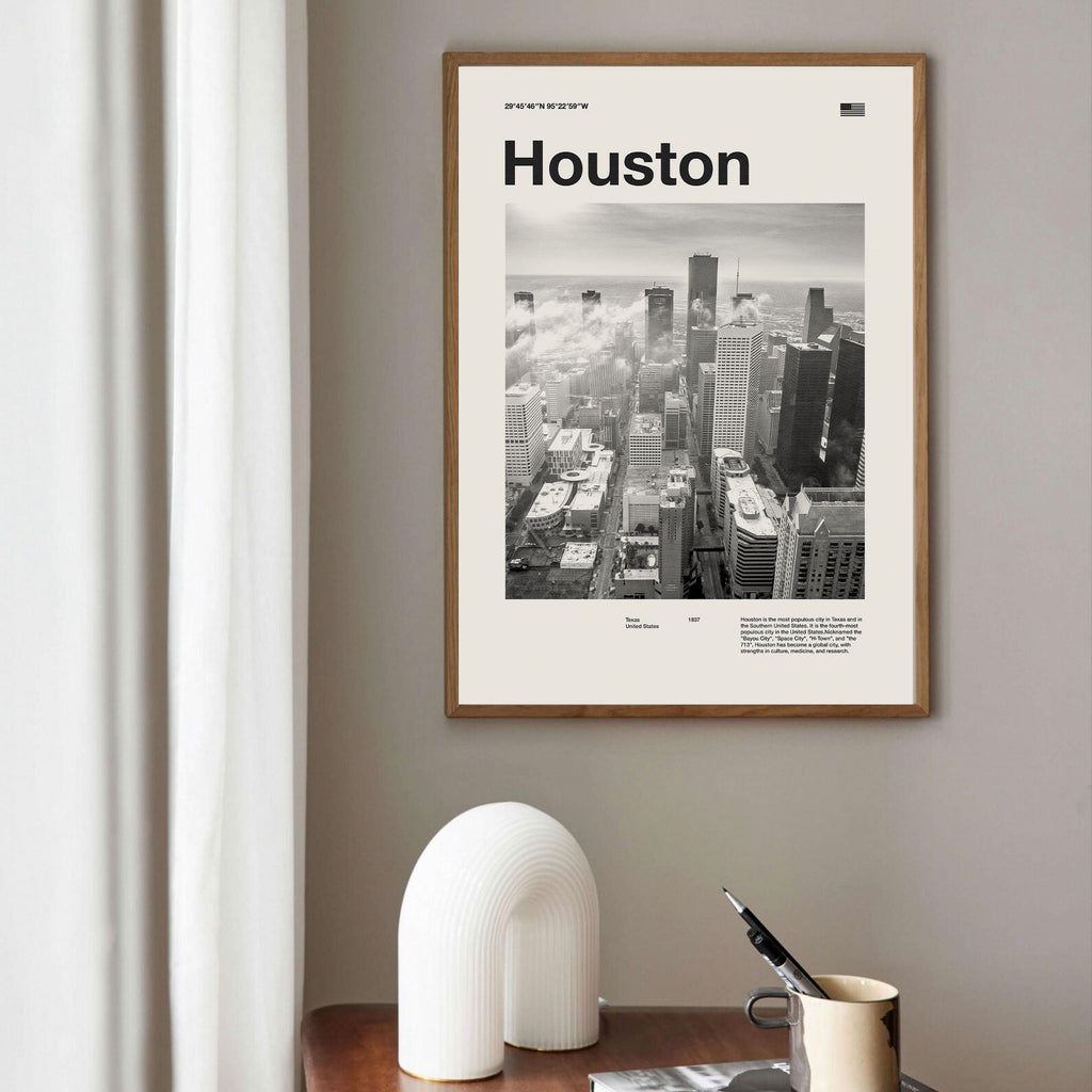 Houston City Poster Inspired Movie Poster - Mid-Century Wall Art