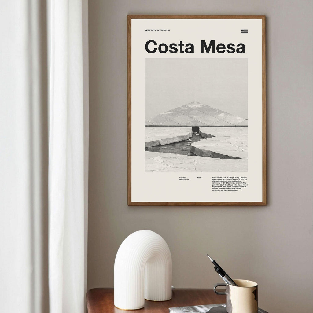 Costa Mesa City Poster Inspired Movie Poster - Mid-Century Wall Art