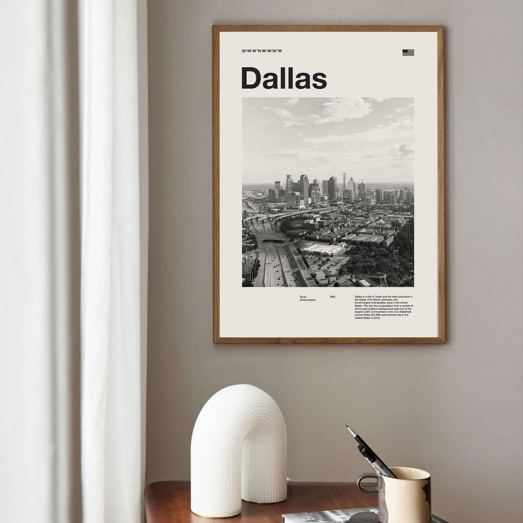 Dallas City Poster Inspired Movie Poster - Mid-Century Wall Art