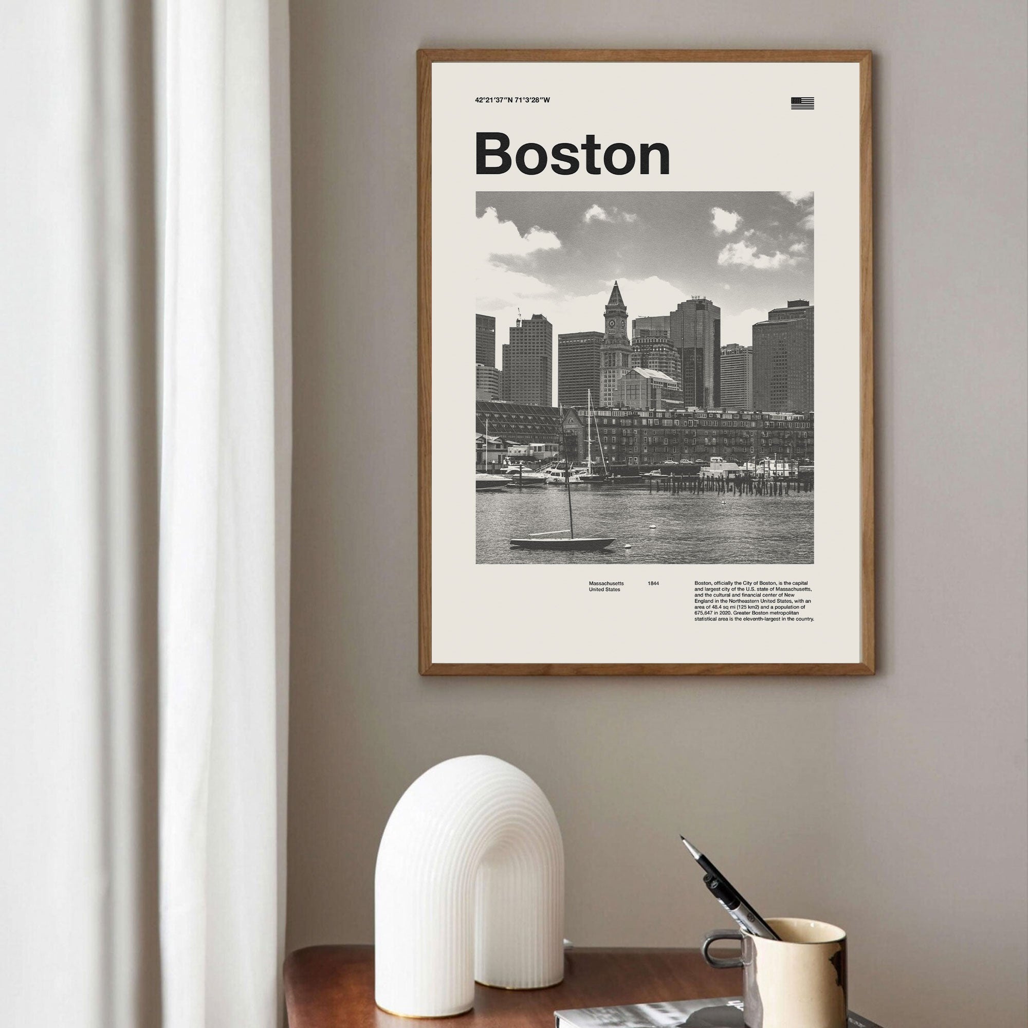 Boston City Poster Inspired Movie Poster - Mid-Century Wall Art