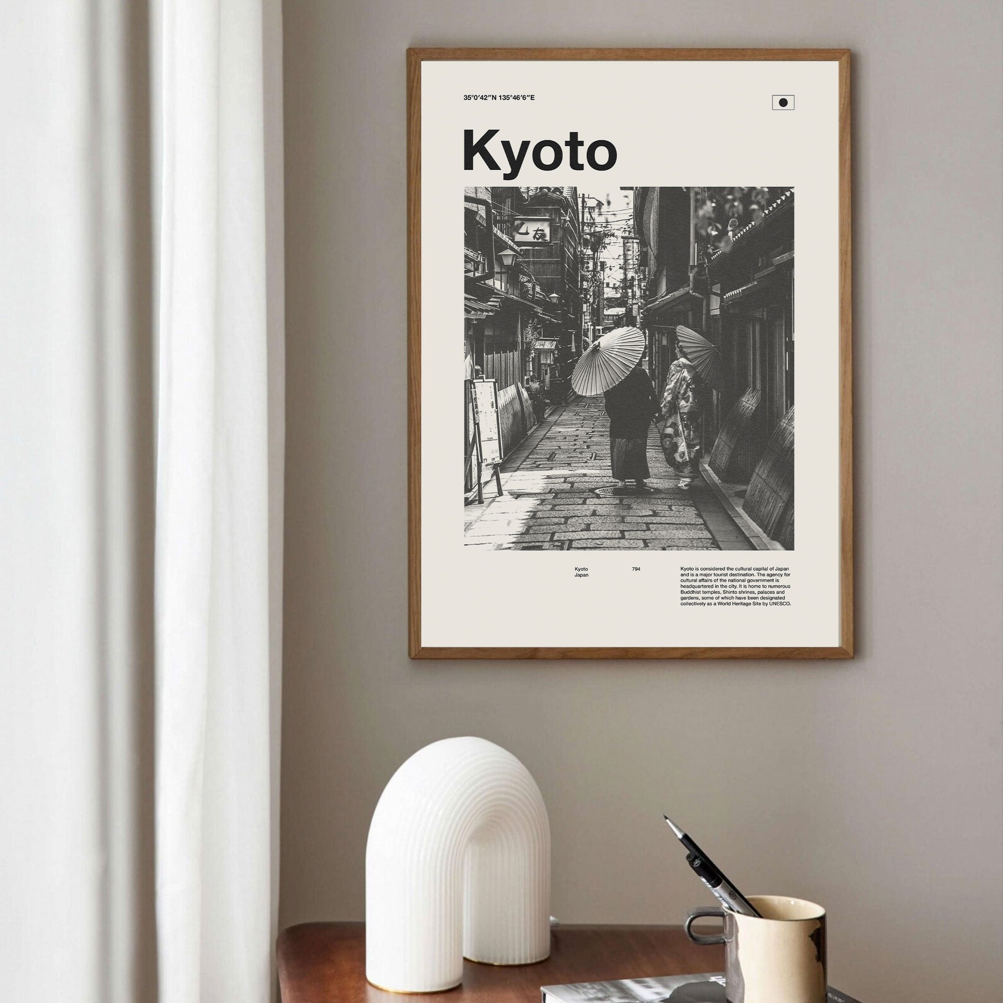 Kyoto City Poster Inspired Movie Poster - Mid-Century Wall Art