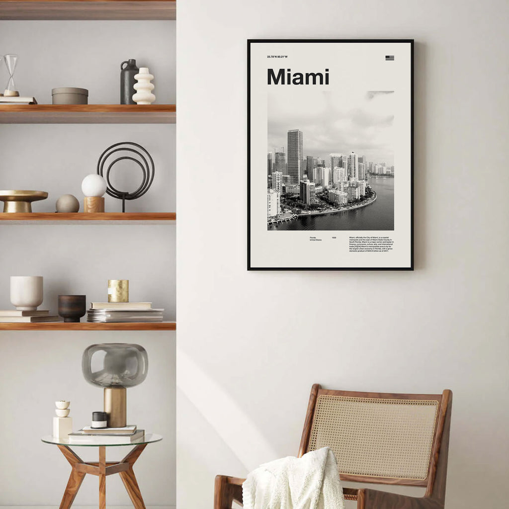 Miami City Poster Inspired Movie Poster - Mid-Century Wall Art
