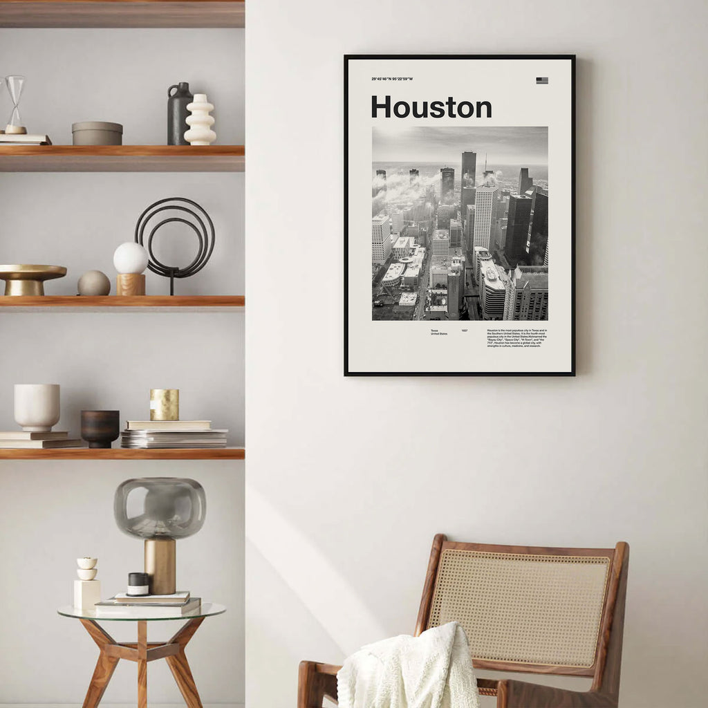 Houston City Poster Inspired Movie Poster - Mid-Century Wall Art