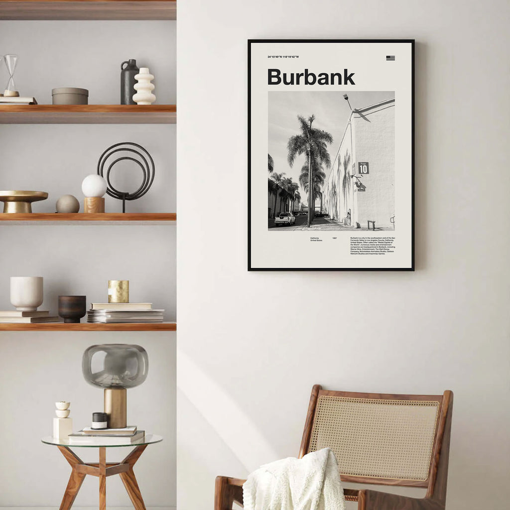 Burbank City Poster Inspired Movie Poster - Mid-Century Wall Art