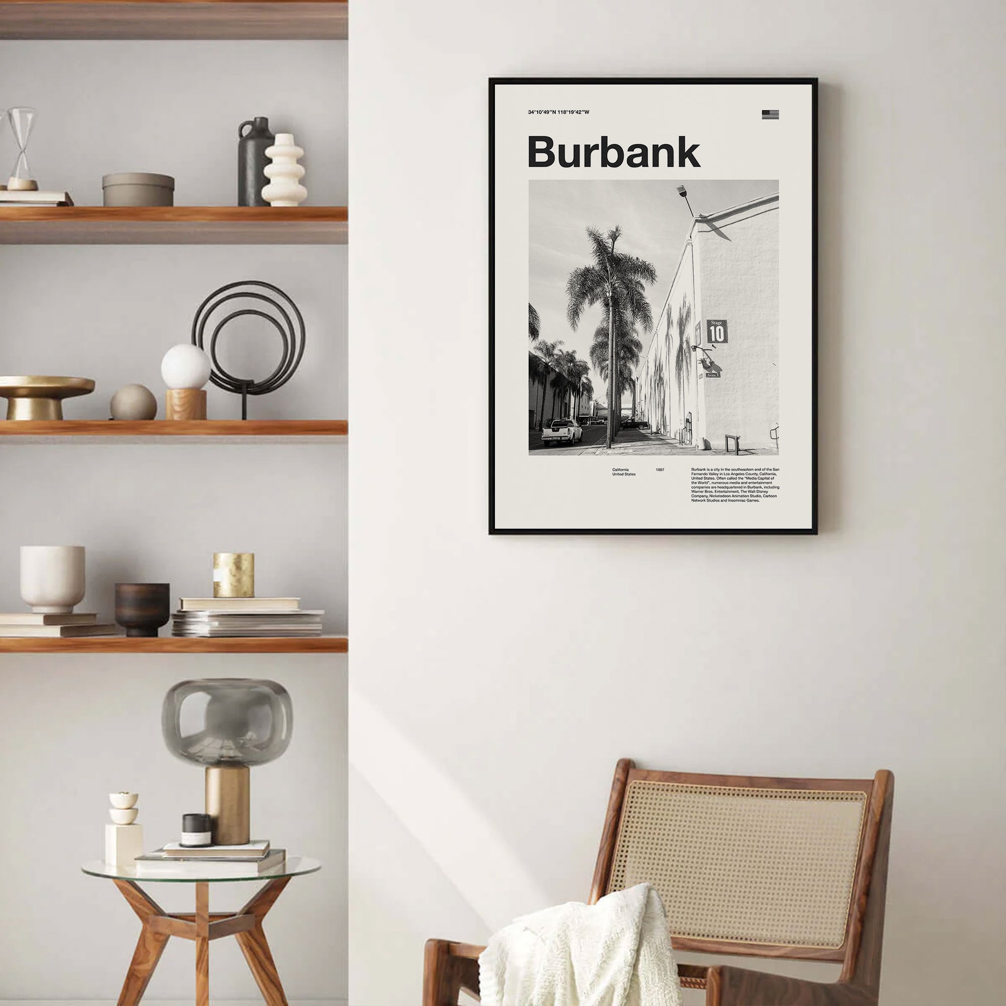 Burbank City Poster Inspired Movie Poster - Mid-Century Wall Art