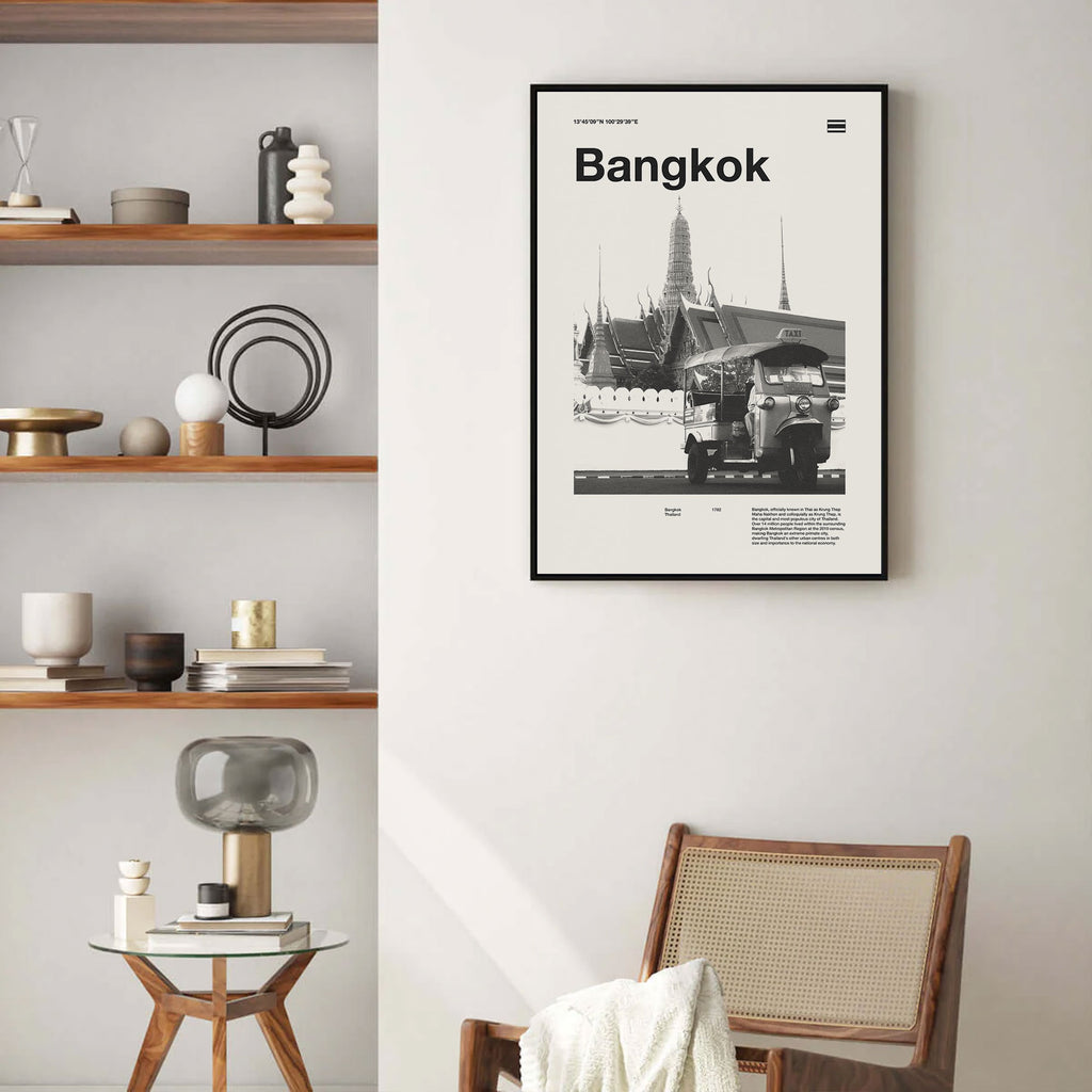 Bangkok City Poster Inspired Movie Poster - Mid-Century Wall Art