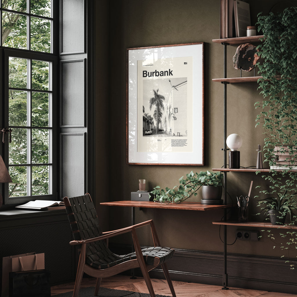Burbank City Poster Inspired Movie Poster - Mid-Century Wall Art