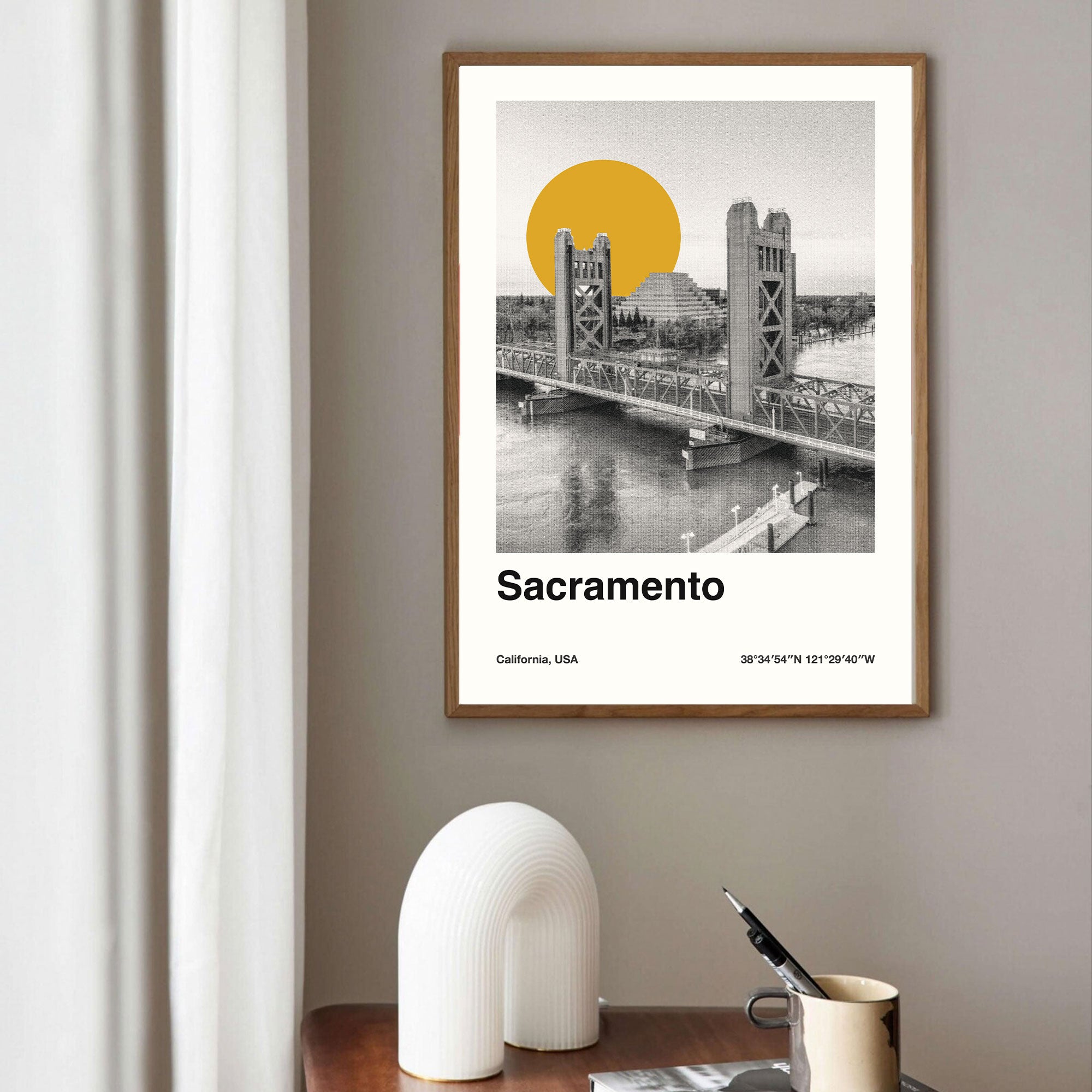 Sacramento City Poster Inspired Movie Poster - Mid-Century Wall Art