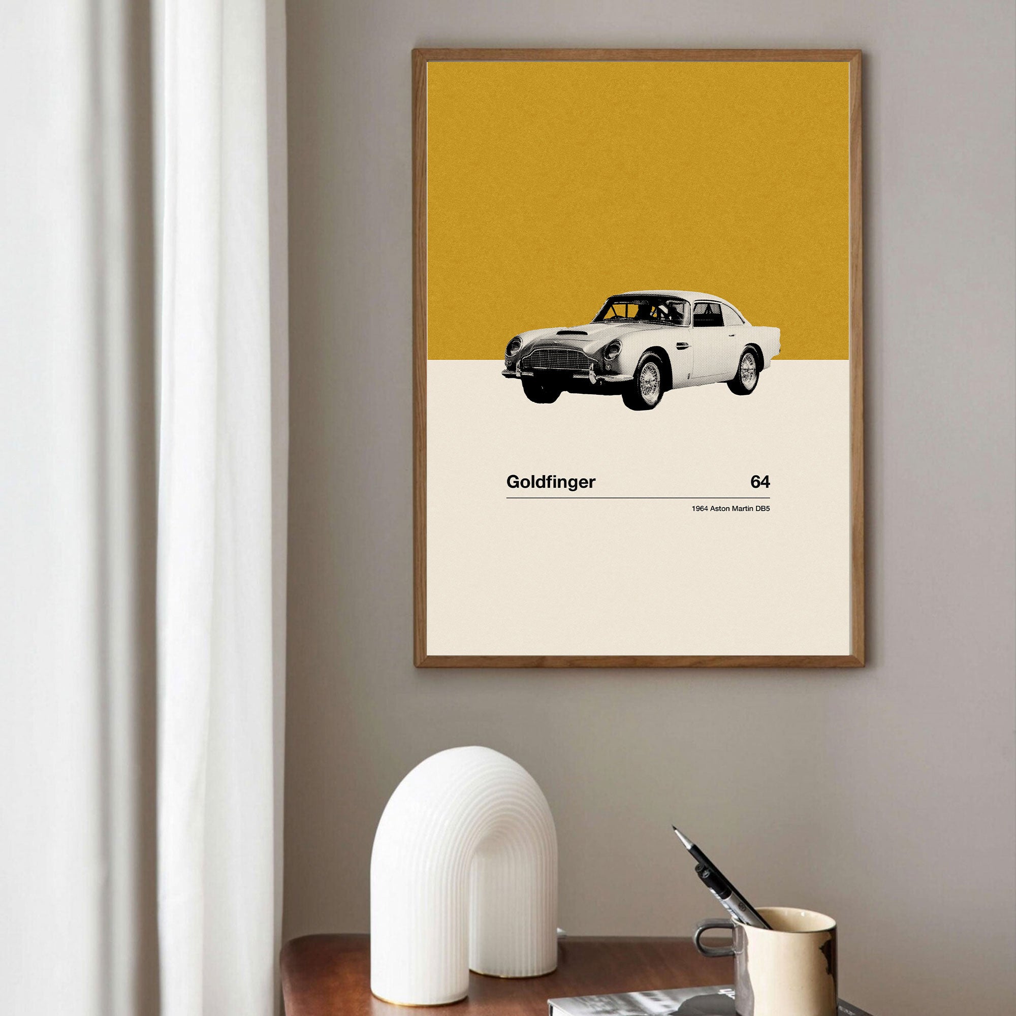 Goldfinger Car Poster Inspired Movie Poster - Mid-Century Wall Art
