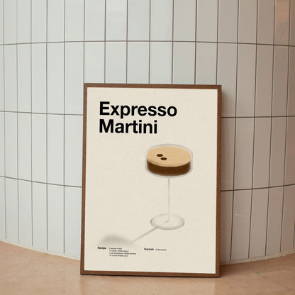 Expresso Martini Cocktail Minimalist Poster - Print Material - bar cart poster, cocktail poster, expresso martini