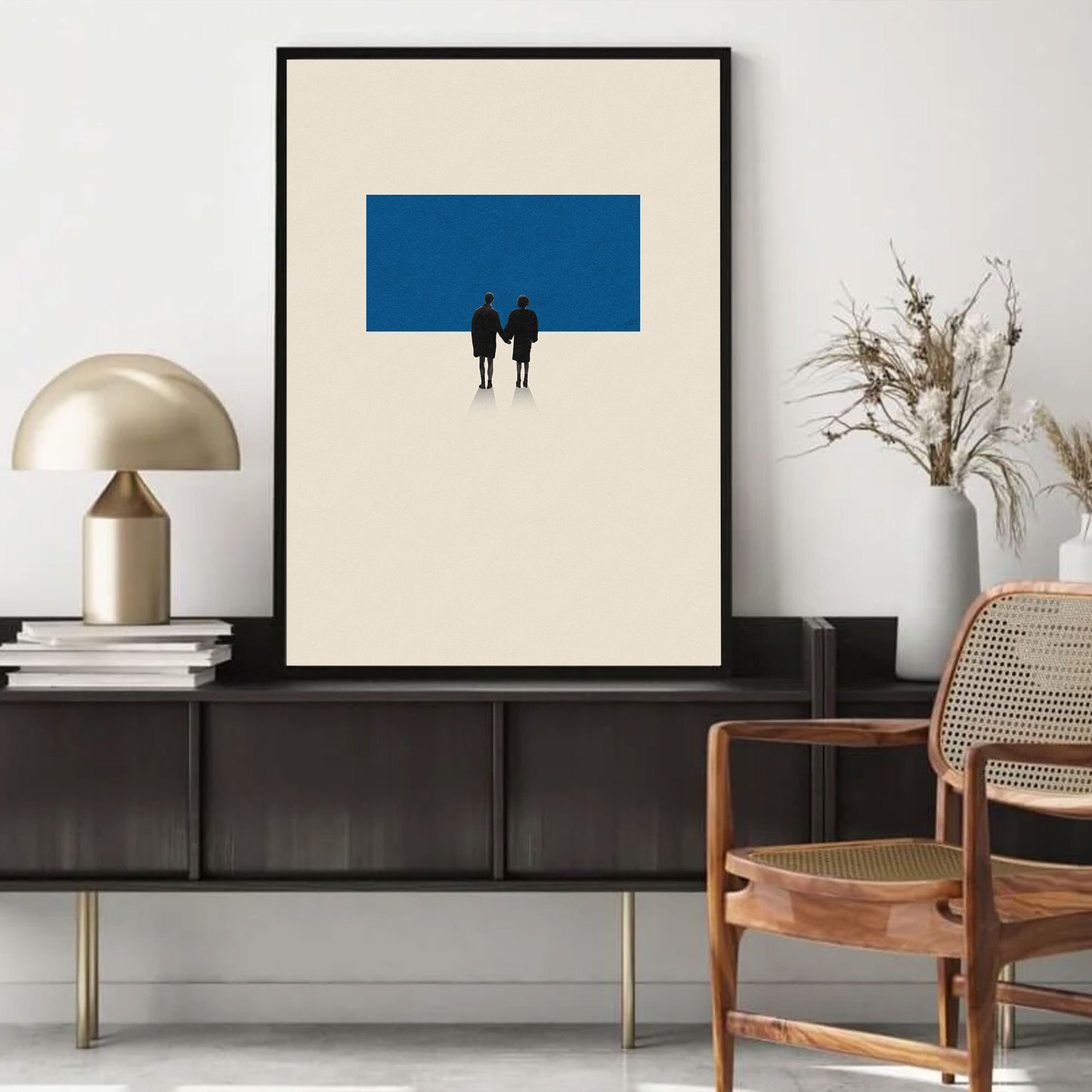 A minimalistic movie-inspired framed poster featuring the last scene of the movie Fight Club 